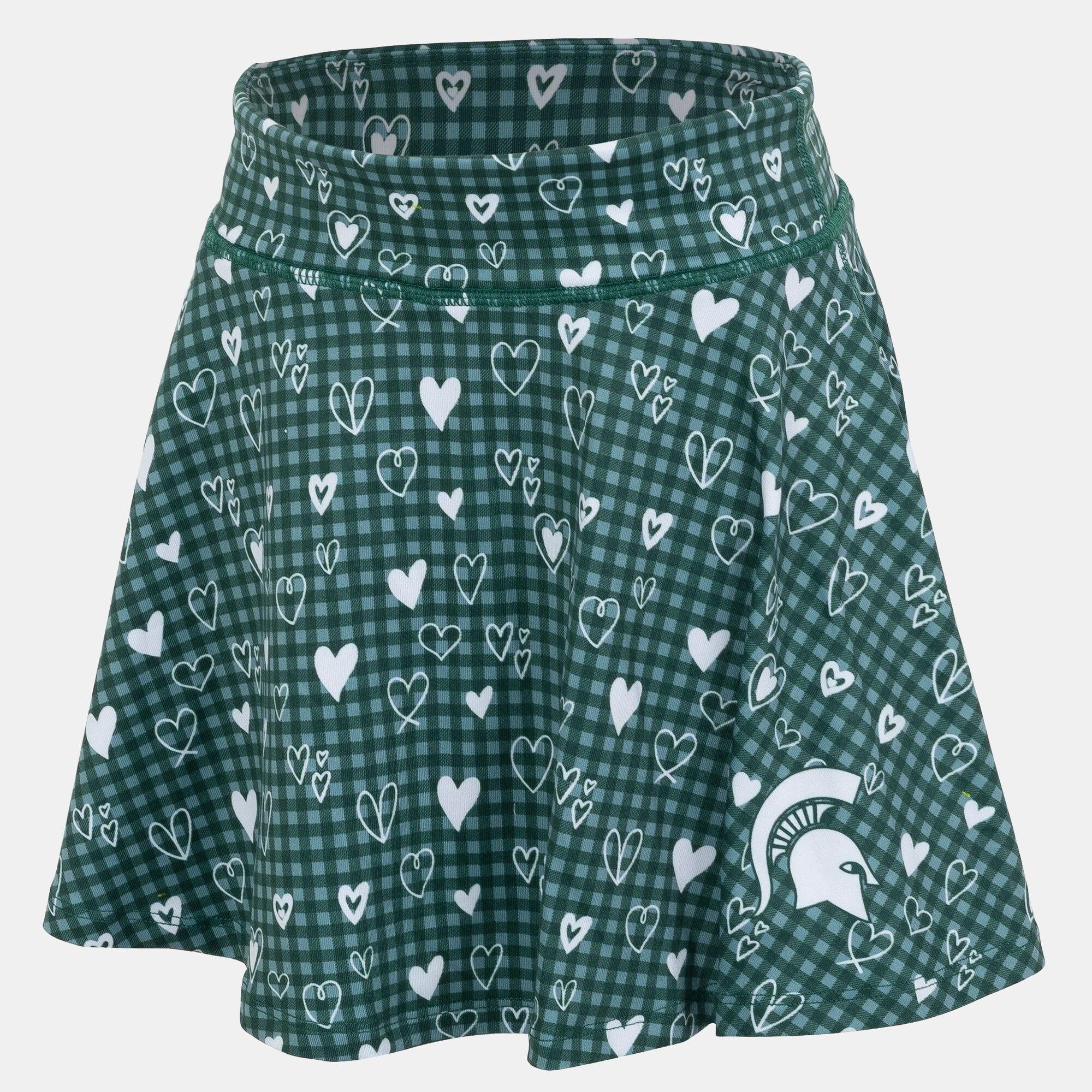 Girls Youth ZooZatz Green Michigan State Spartans Heart Flowy Skort