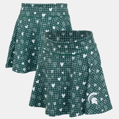 Michigan State Spartans ZooZatz Girls Youth Heart Flowy Skort - Green