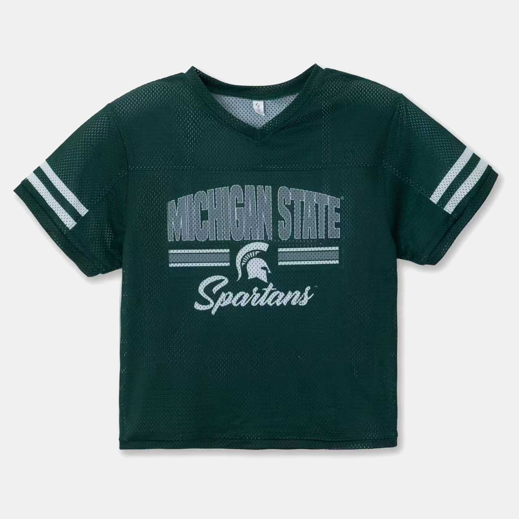 Girls Youth ZooZatz Green Michigan State Spartans Mesh Jersey T-Shirt