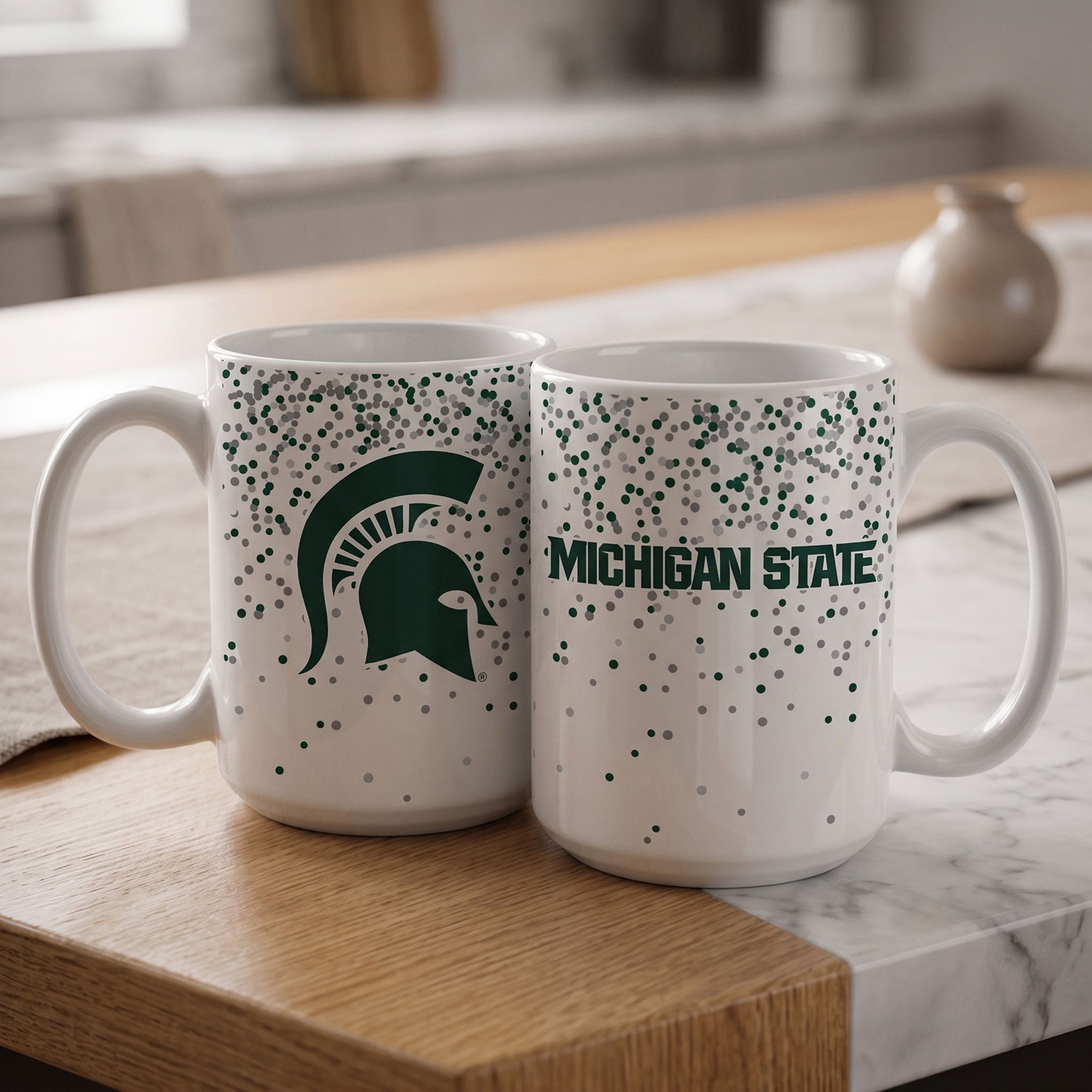 Mug à confettis Indigo Falls Michigan State Spartans - Lot de 2