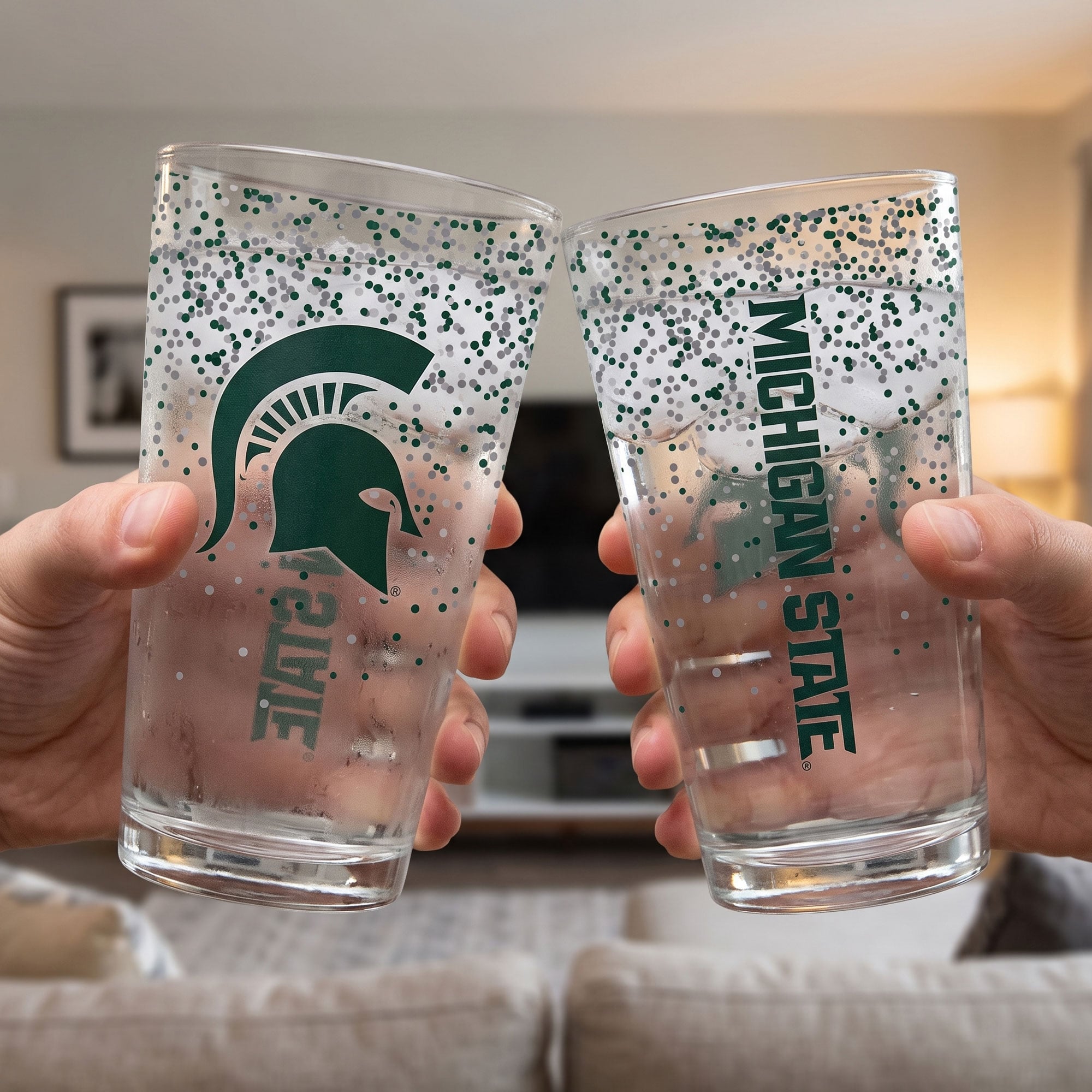 Indigo Falls Michigan State Spartans Confetti Pints ​​- Lot de 2