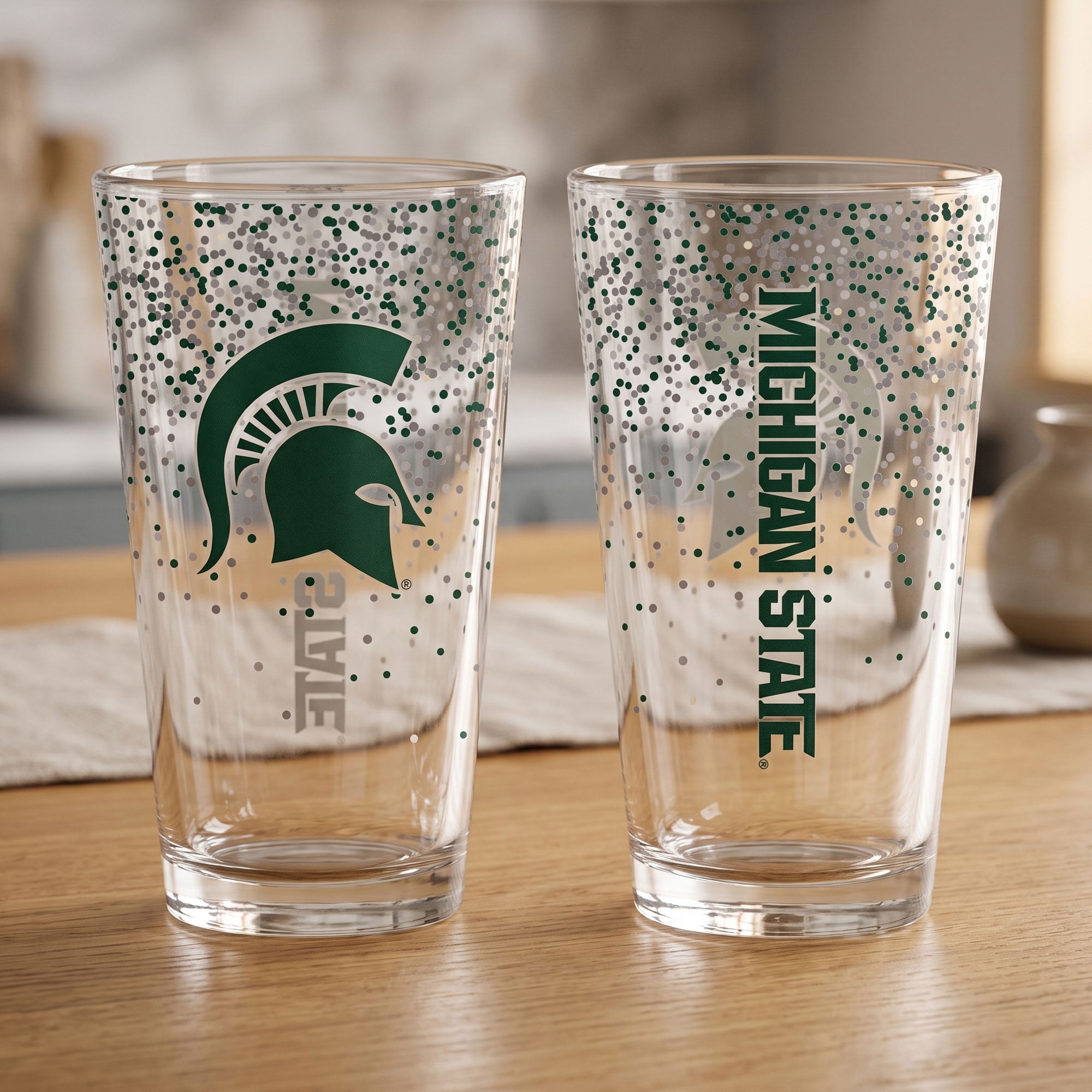 Indigo Falls Michigan State Spartans Confetti Pints ​​- Lot de 2