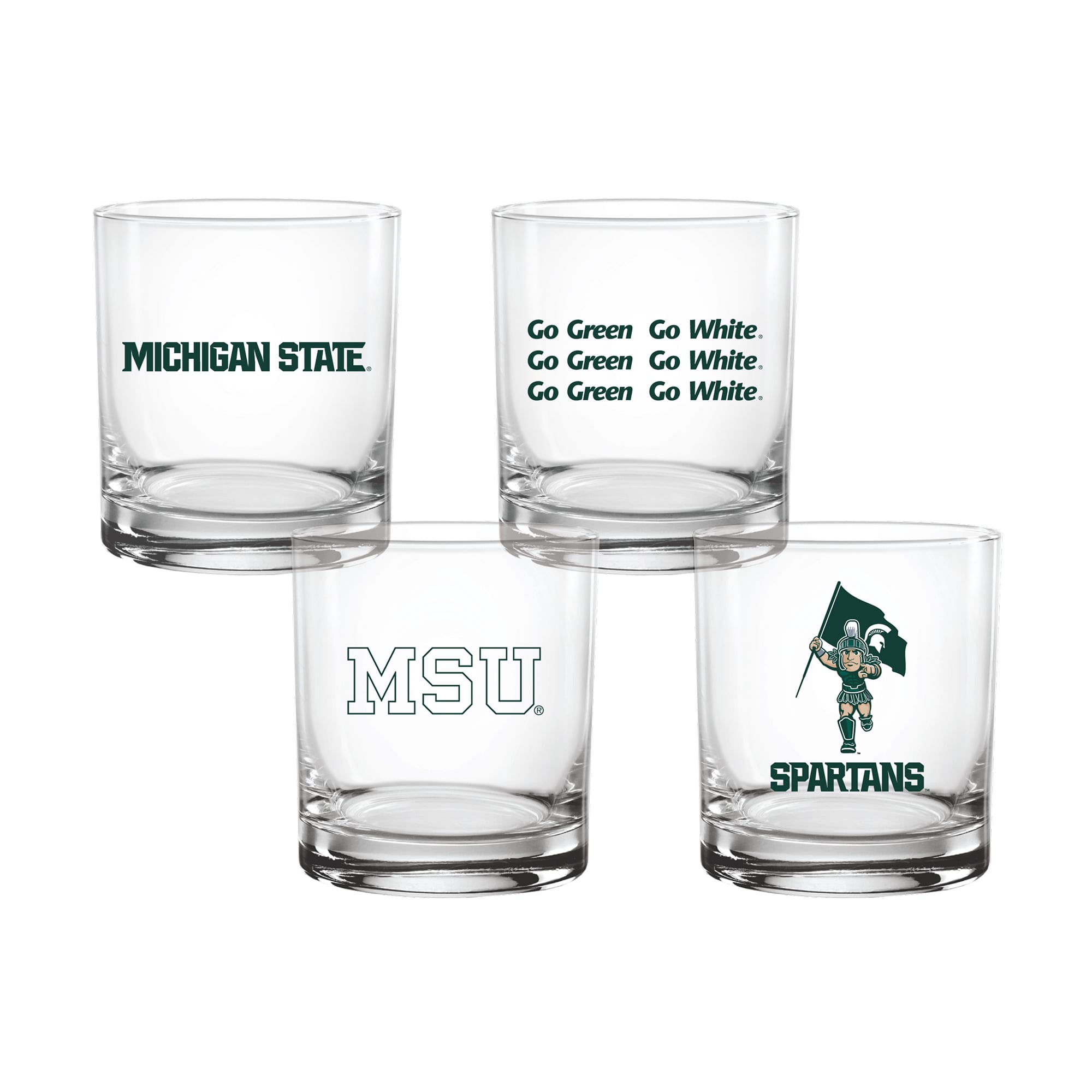 Coffret de 4 verres à whisky de collection Indigo Falls Michigan State Spartans