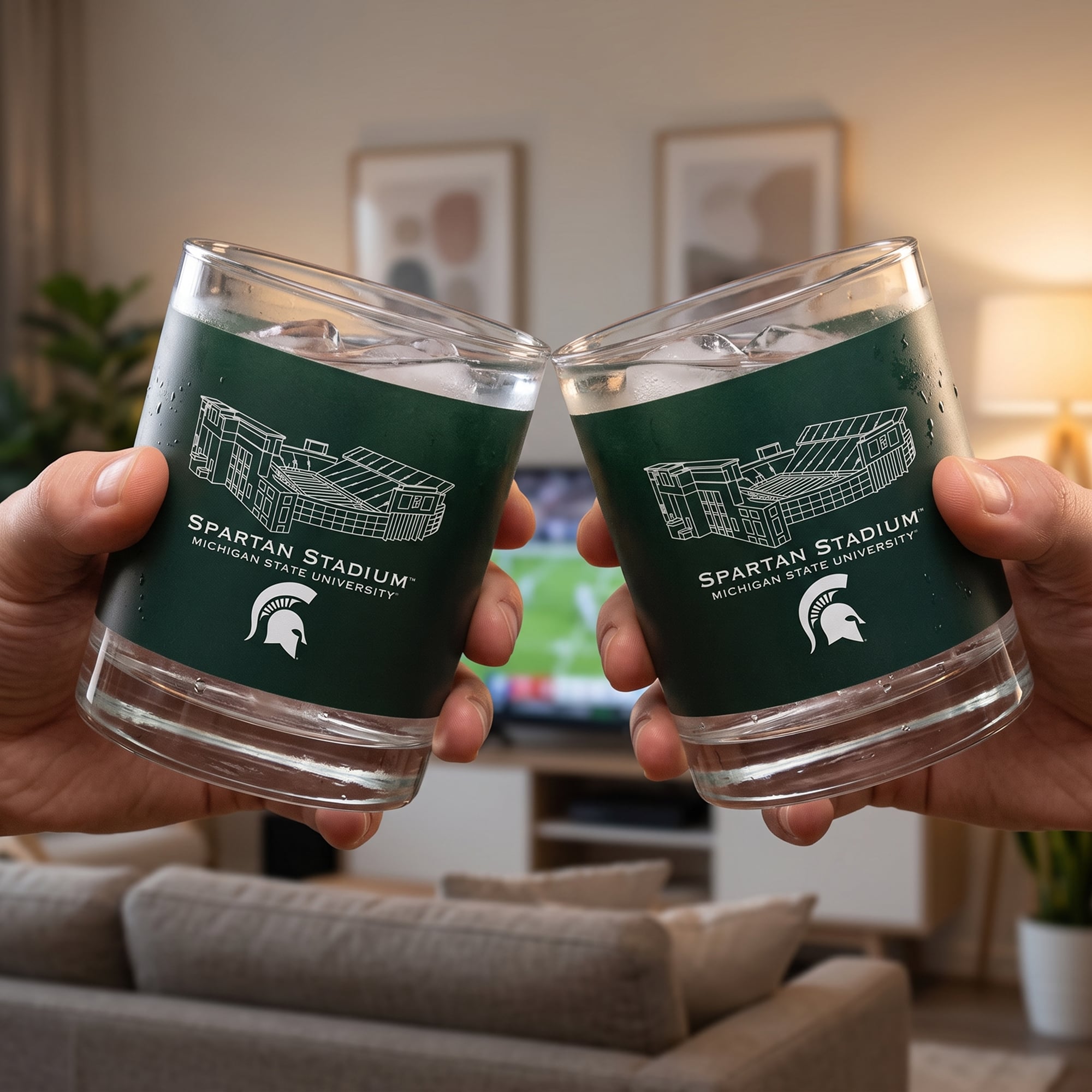 Pack de 2 verres à whisky Indigo Falls Michigan State Spartans Core Stadium
