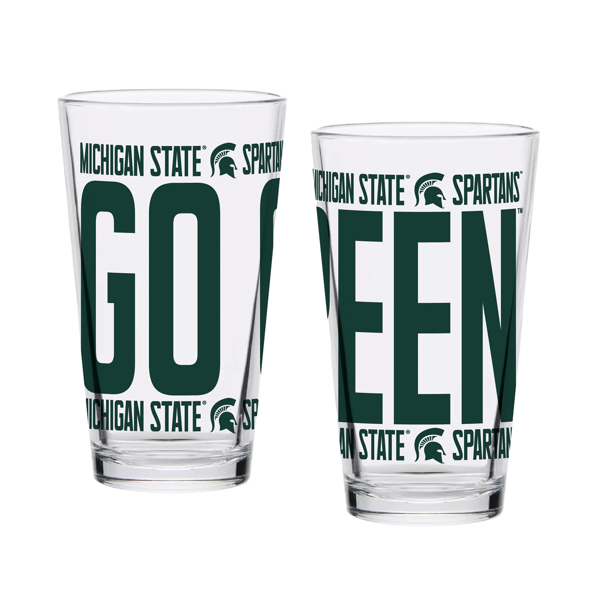 Ensemble de 2 verres à bière surélevés Indigo Falls Michigan State Spartans