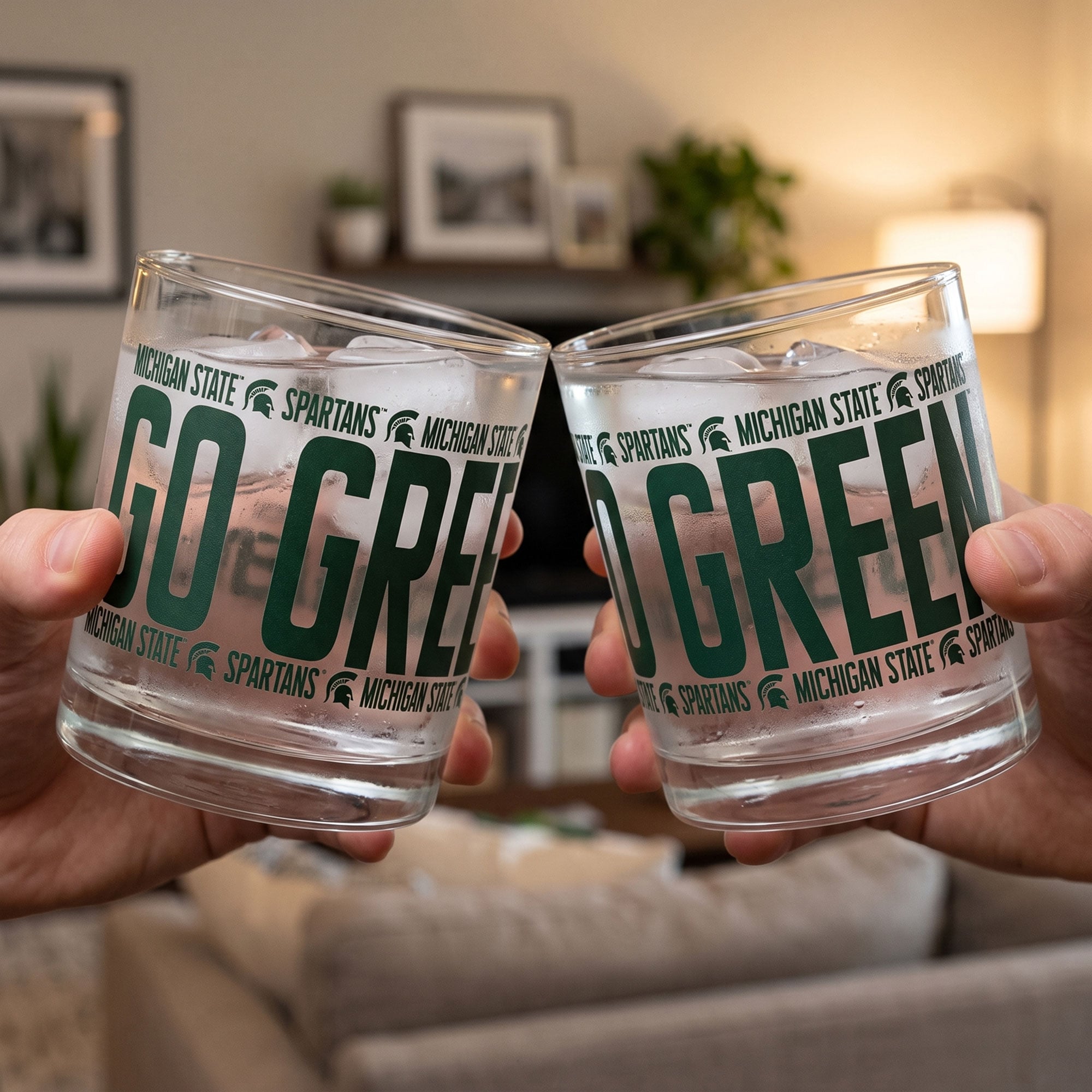 Verres à whisky surélevés Indigo Falls Michigan State Spartans - Lot de 2