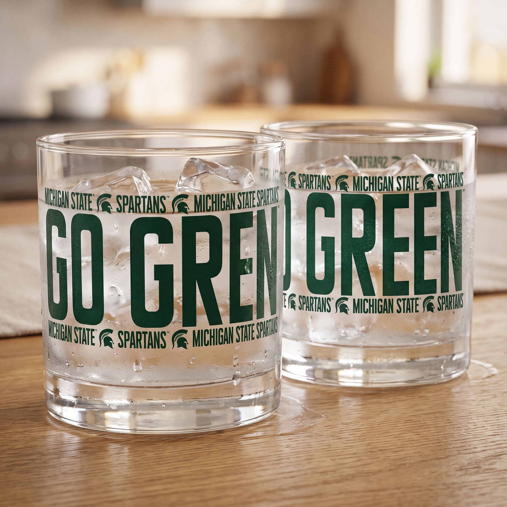 Verres à whisky surélevés Indigo Falls Michigan State Spartans - Lot de 2