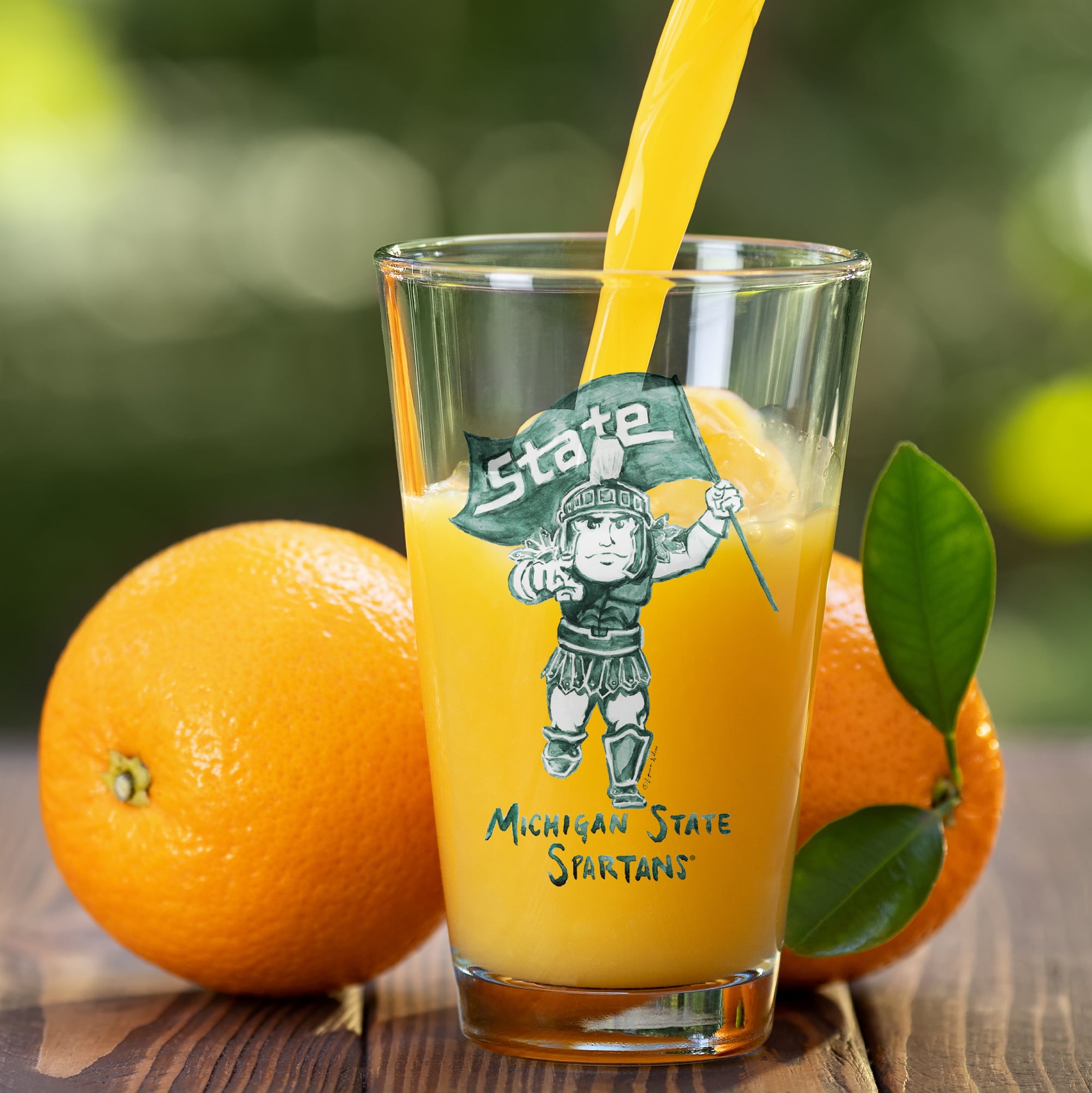 Ensemble de 2 verres à bière à l'effigie de Laura Wilcox, mascotte des Spartans de l'Université d'État du Michigan (Indigo Falls)