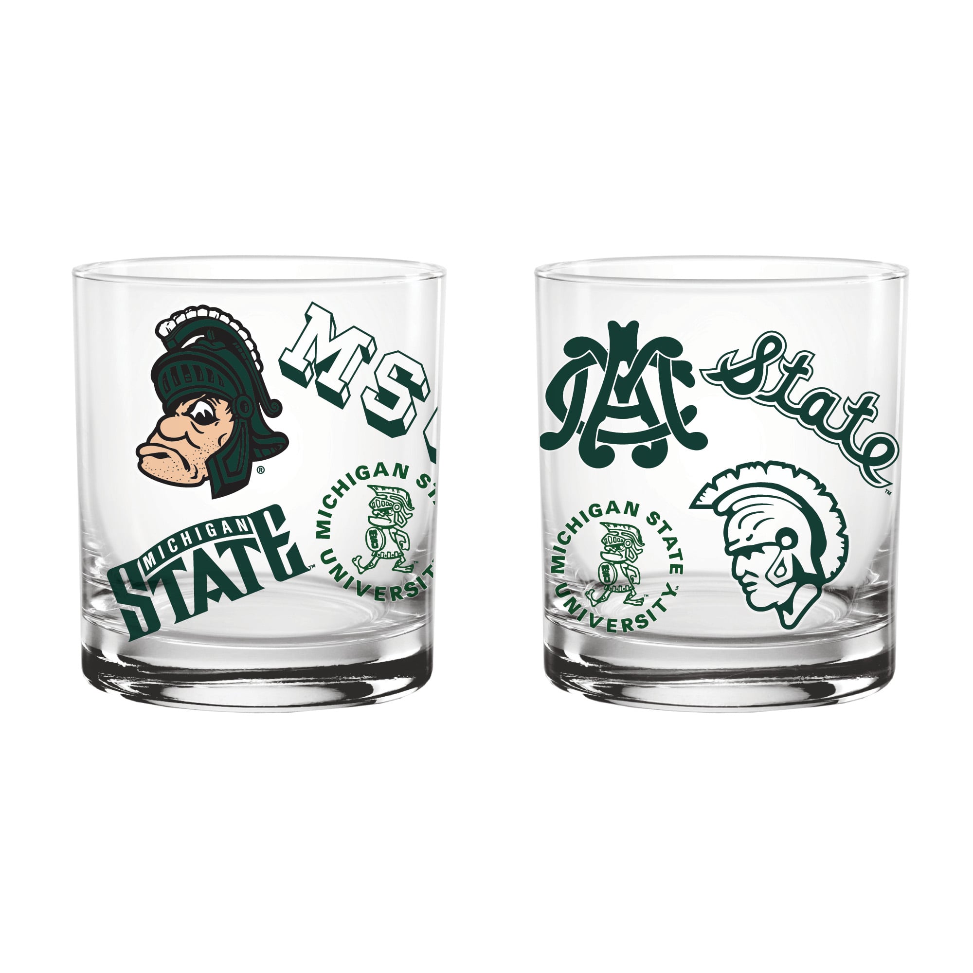 Verres à whisky vintage Indigo Falls Michigan State Spartans Medley - Lot de 2