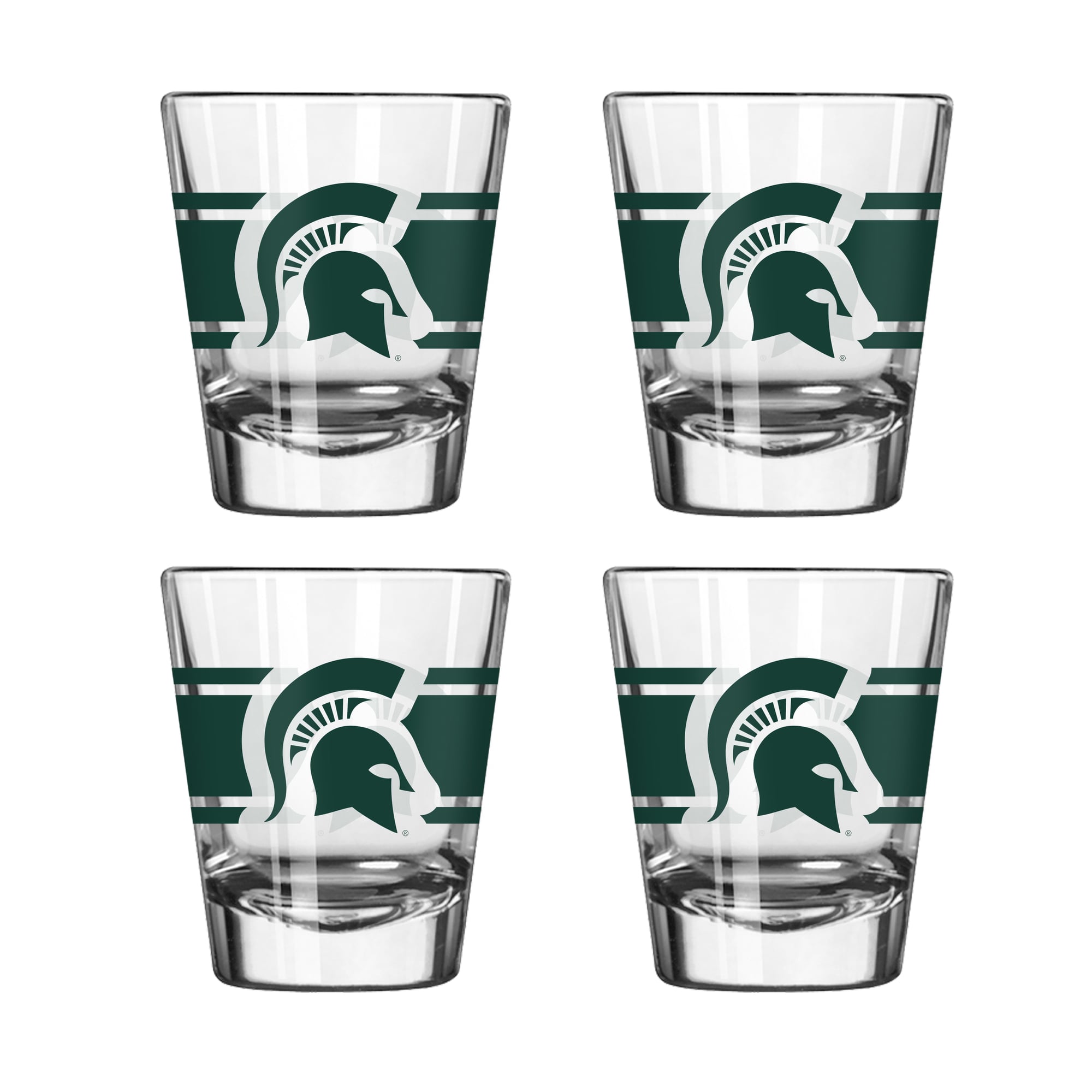 Ensemble de quatre verres à shot rayés Logo Brands Michigan State Spartans