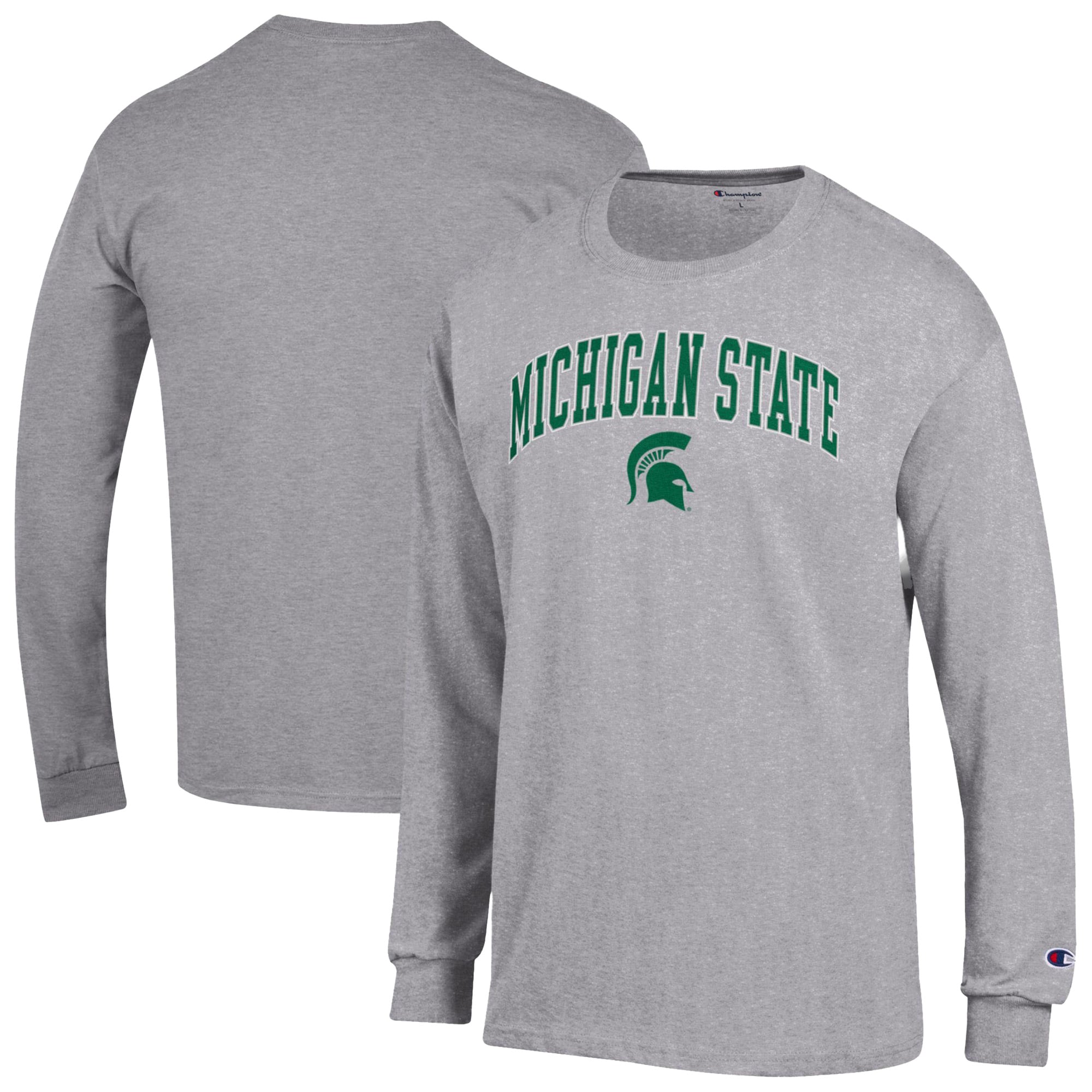 Men's Champion Heather Gray Michigan State Spartans Arch Over Logo Long ...