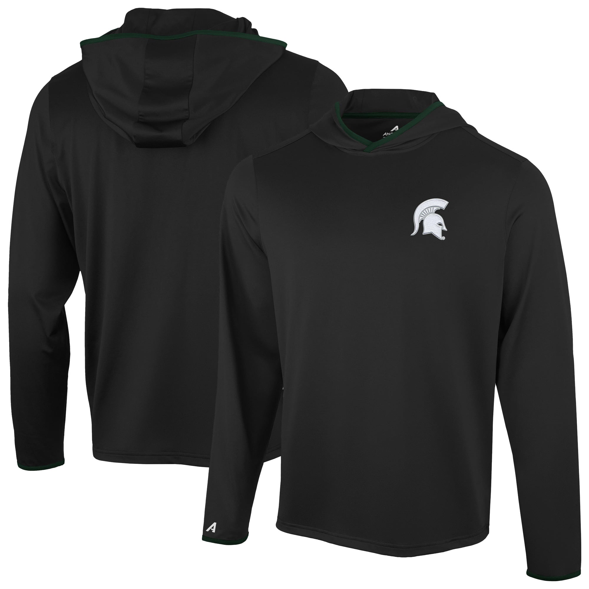 T-shirt à capuche manches longues Antigua Black Michigan State Spartans Brink Color Pop pour homme