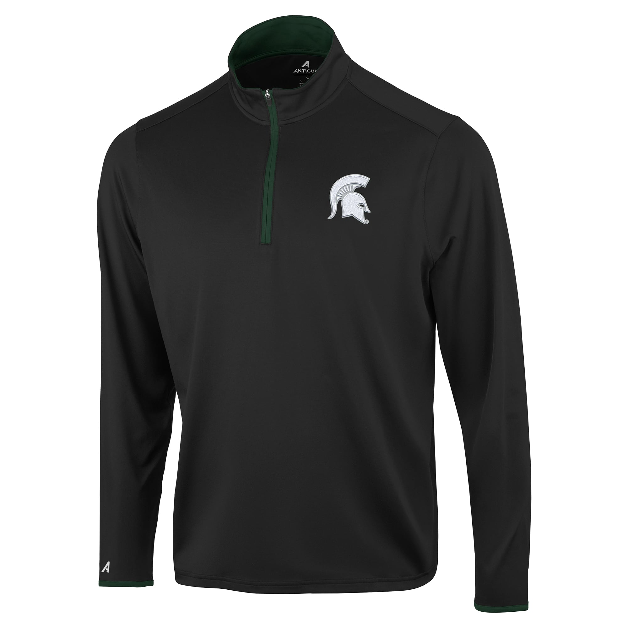 Pull à col zippé Antigua noir pour homme, Michigan State Spartans, couleur Brink Color Pop