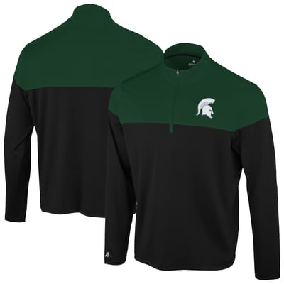  Michigan State Spartans Antigua Hinder Colorblock Quarter-Zip Pullover - Black