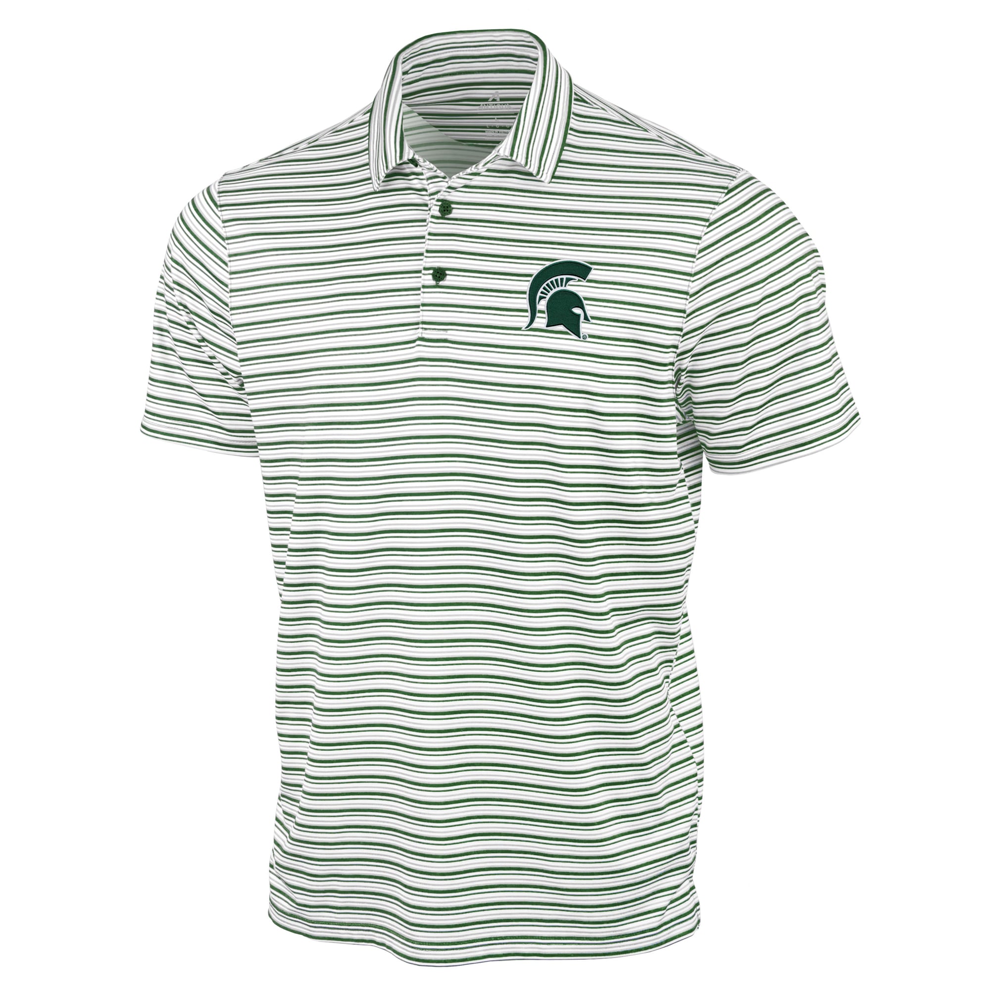Men's Antigua Green Michigan State Spartans Space Stripe Polo