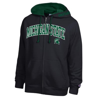 Michigan State Spartans Champion Arch Logo Full-Zip Fleece Hoodie - Black