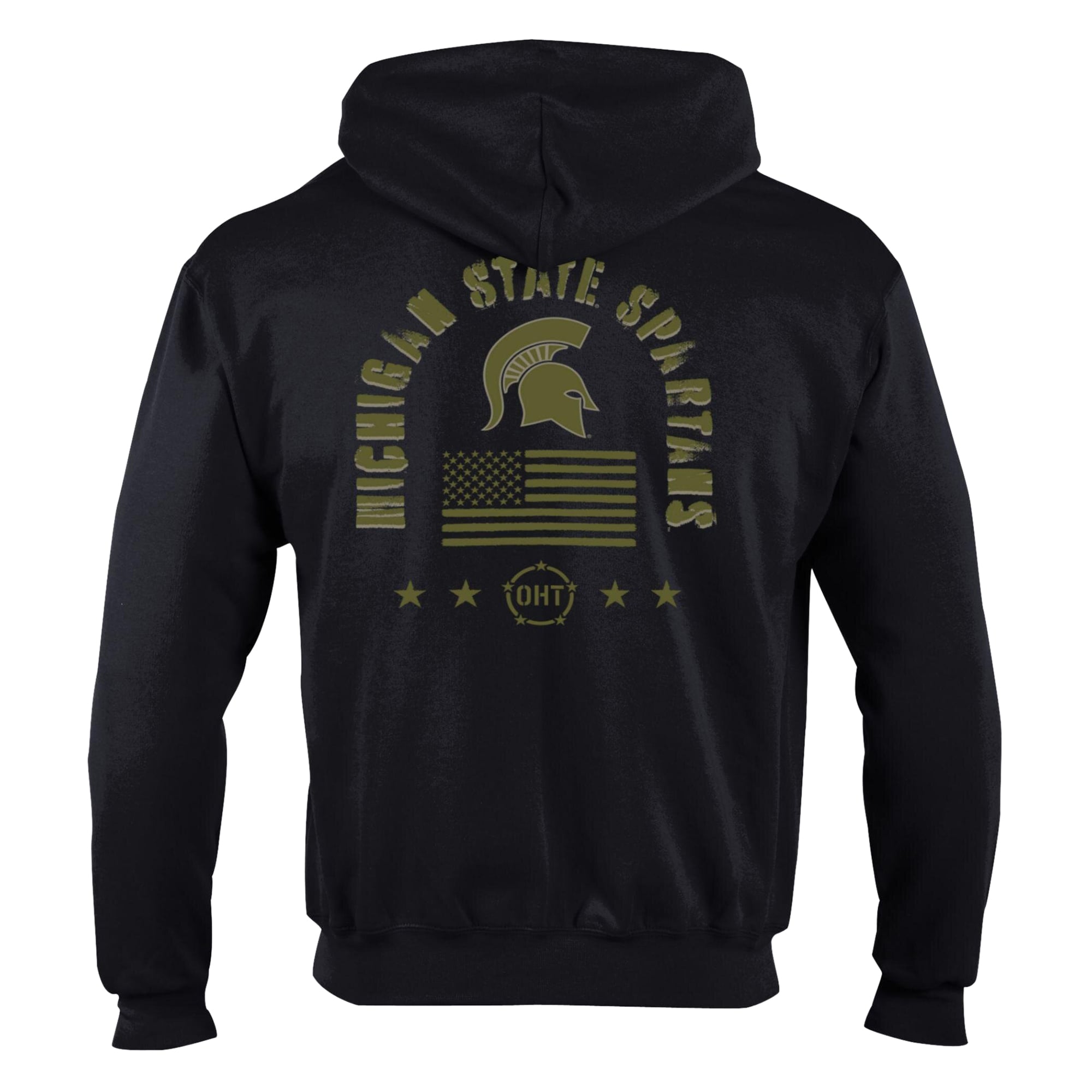 Men's Champion Black Michigan State Spartans Operation Hat Trick Flag Powerblend Fleece Full-Zip Hoodie