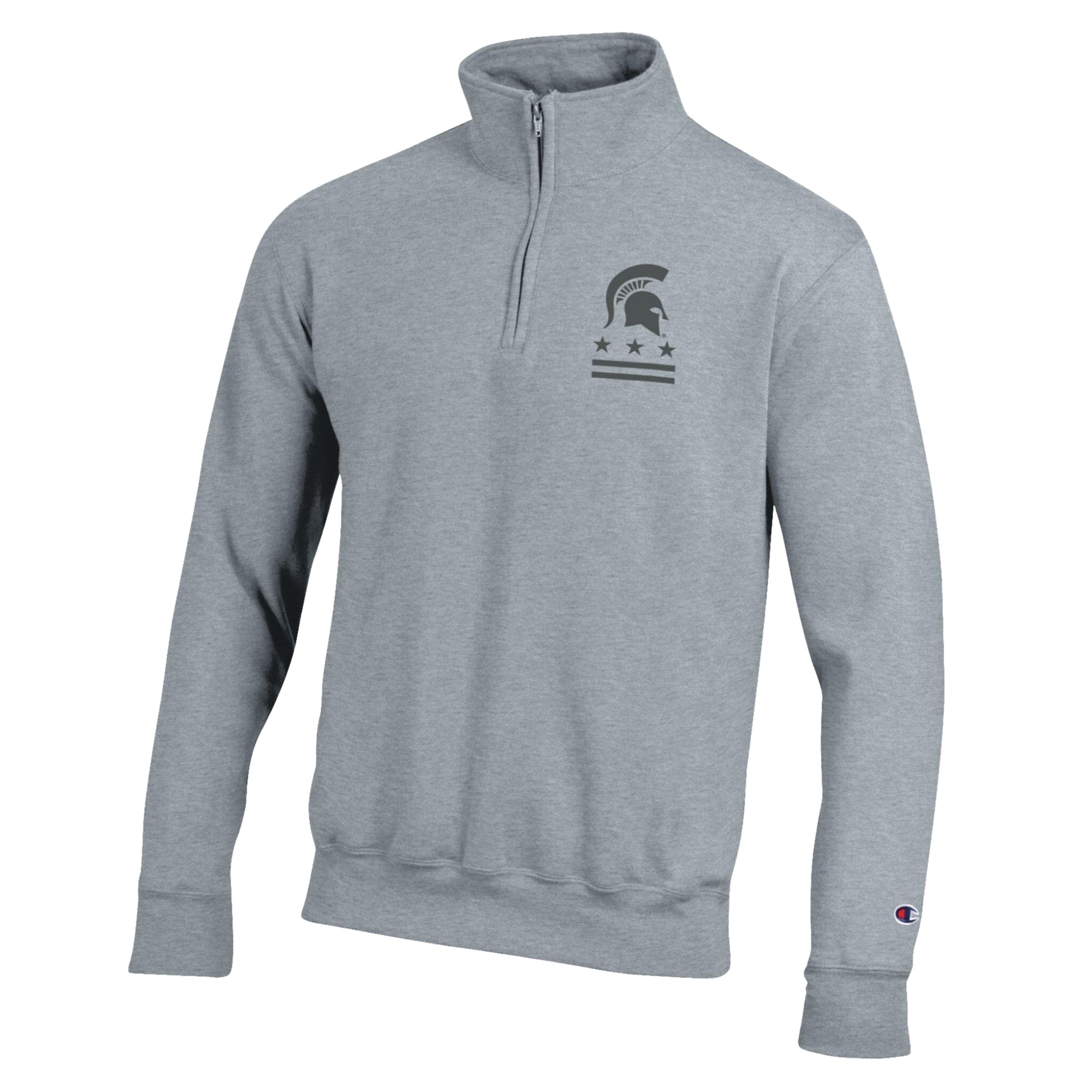 Men's Champion  Gray Michigan State Spartans Operation Hat Trick Flag Powerblend Fleece Quarter-Zip Pullover