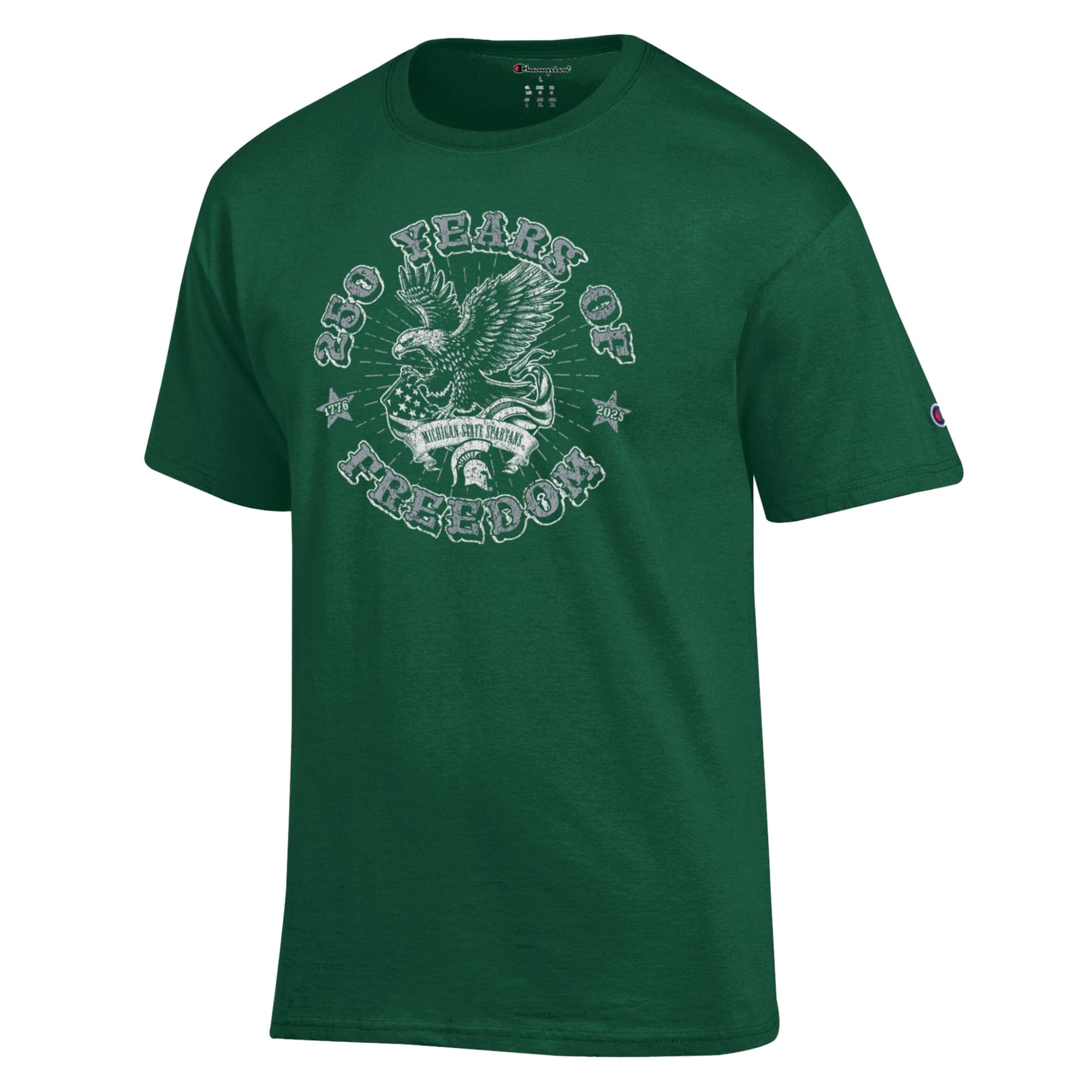Men's Champion Green Michigan State Spartans Americana 250 Years of Freedom Tonal T-Shirt