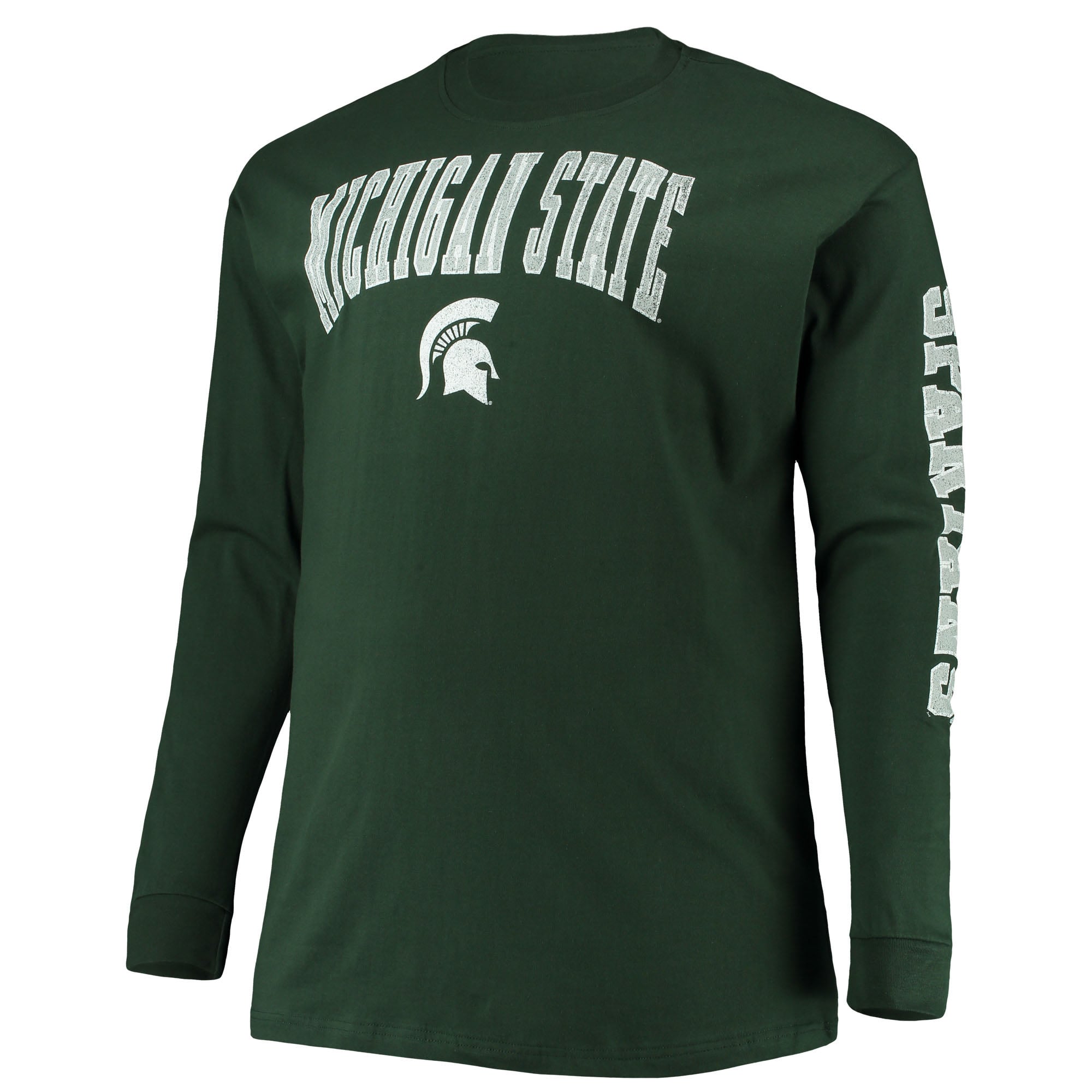 T-shirt à manches longues Champion Green Michigan State Spartans pour hommes, grandes tailles, logo en arc sur le devant