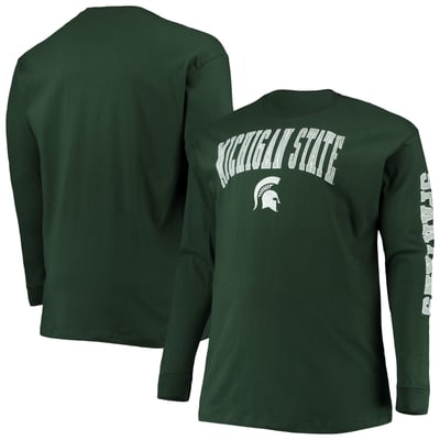 Michigan State Spartans Champion Big & Tall Arch Over Logo Long Sleeve T-Shirt - Green