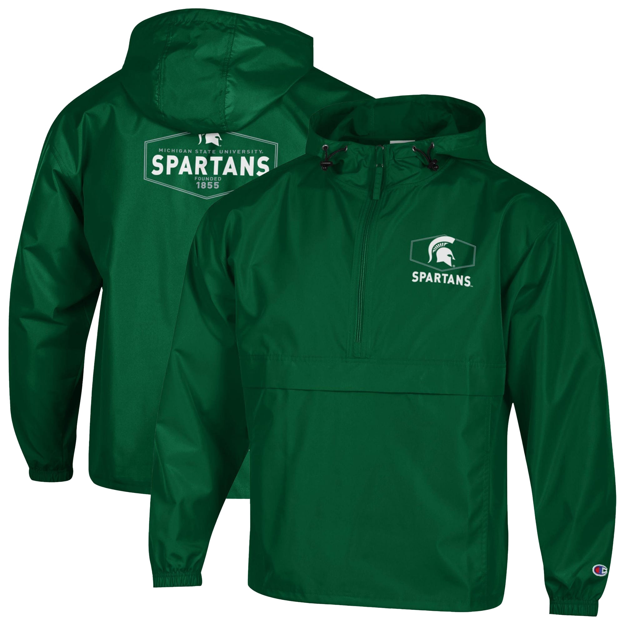 Men's Champion Green Michigan State Spartans Delay Packable Half-Zip Jacket