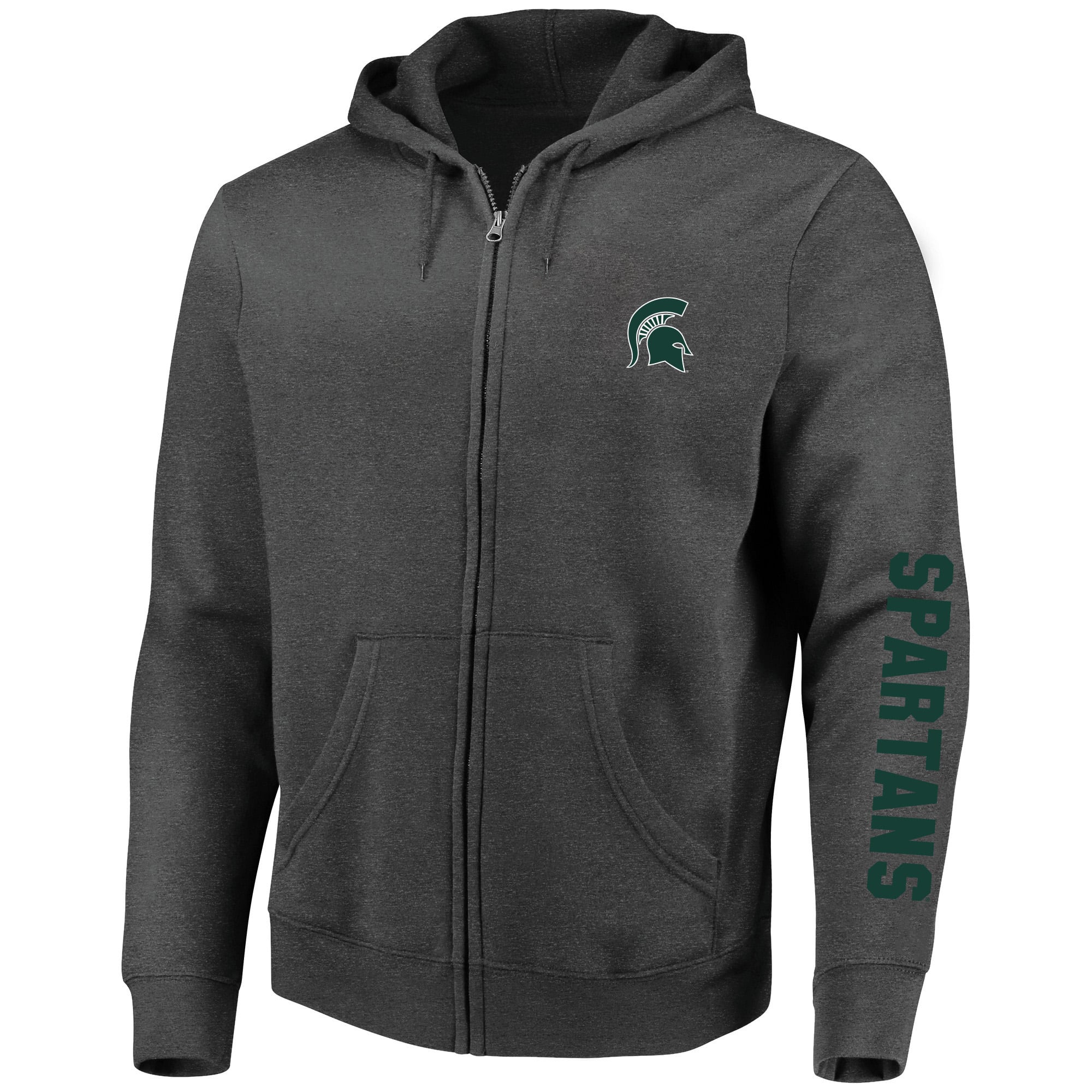 Sweat à capuche zippé Champion Heather Charcoal Michigan State Spartans pour hommes, grandes tailles