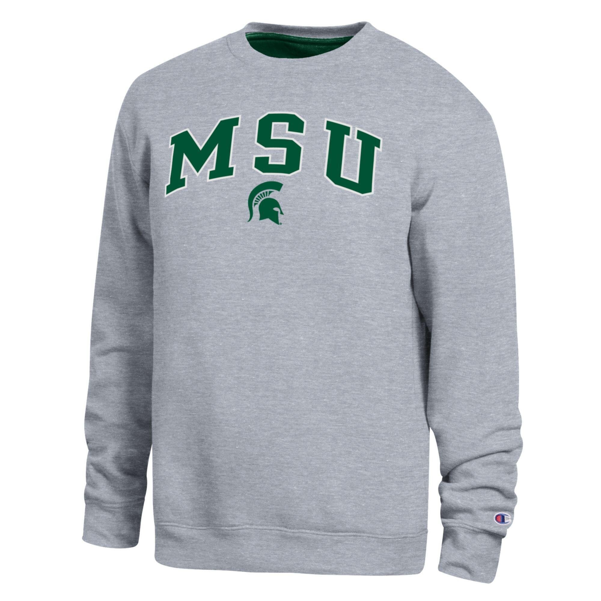 Men's Champion Heather Gray Michigan State Spartans Arch Sweatshirt