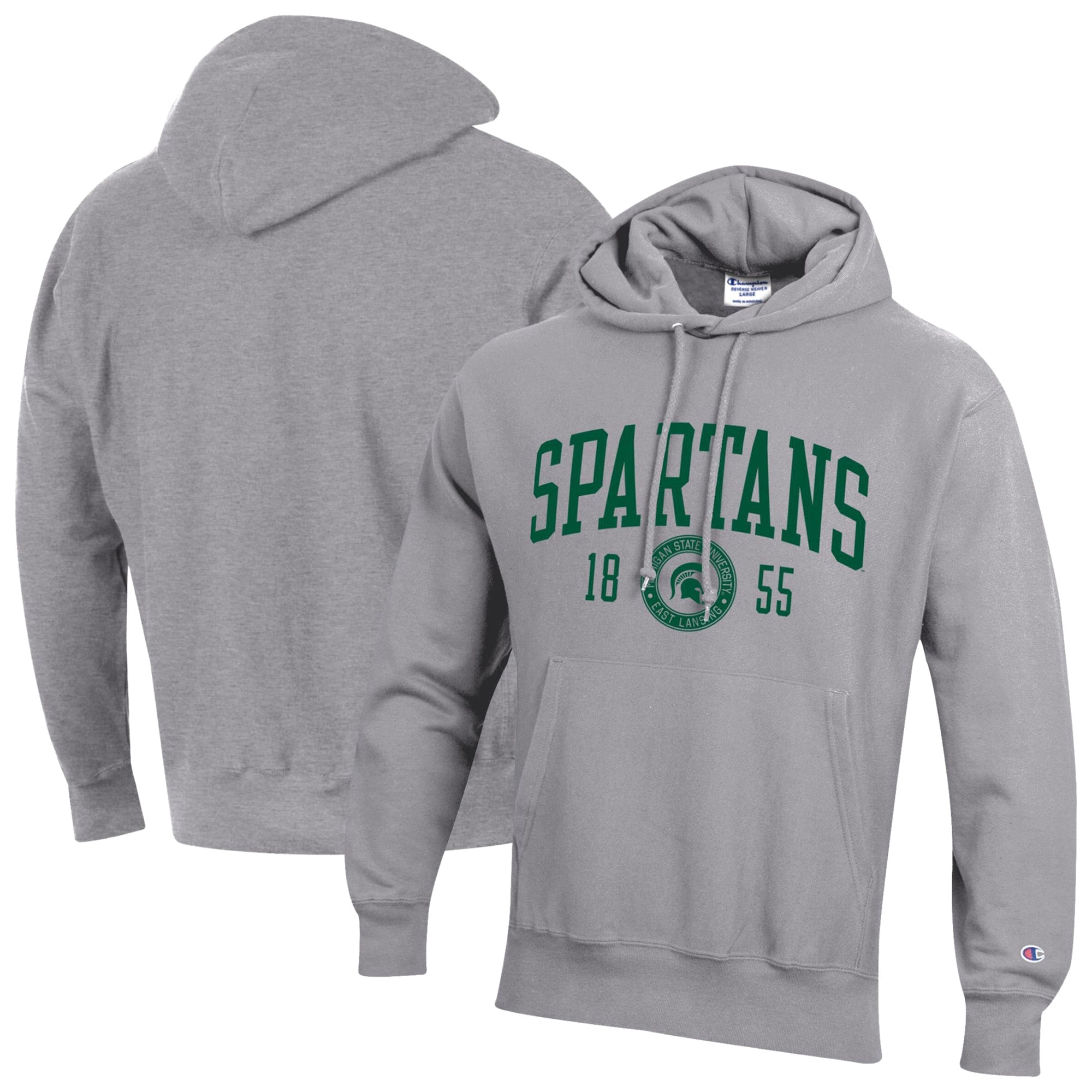Sweat à capuche Champion Heather Gray Michigan State Spartans Established Reverse Weave pour homme