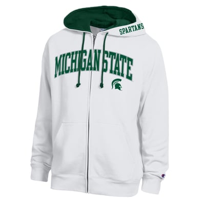 Michigan State Spartans Champion Arch Logo Full-Zip Fleece Hoodie - White