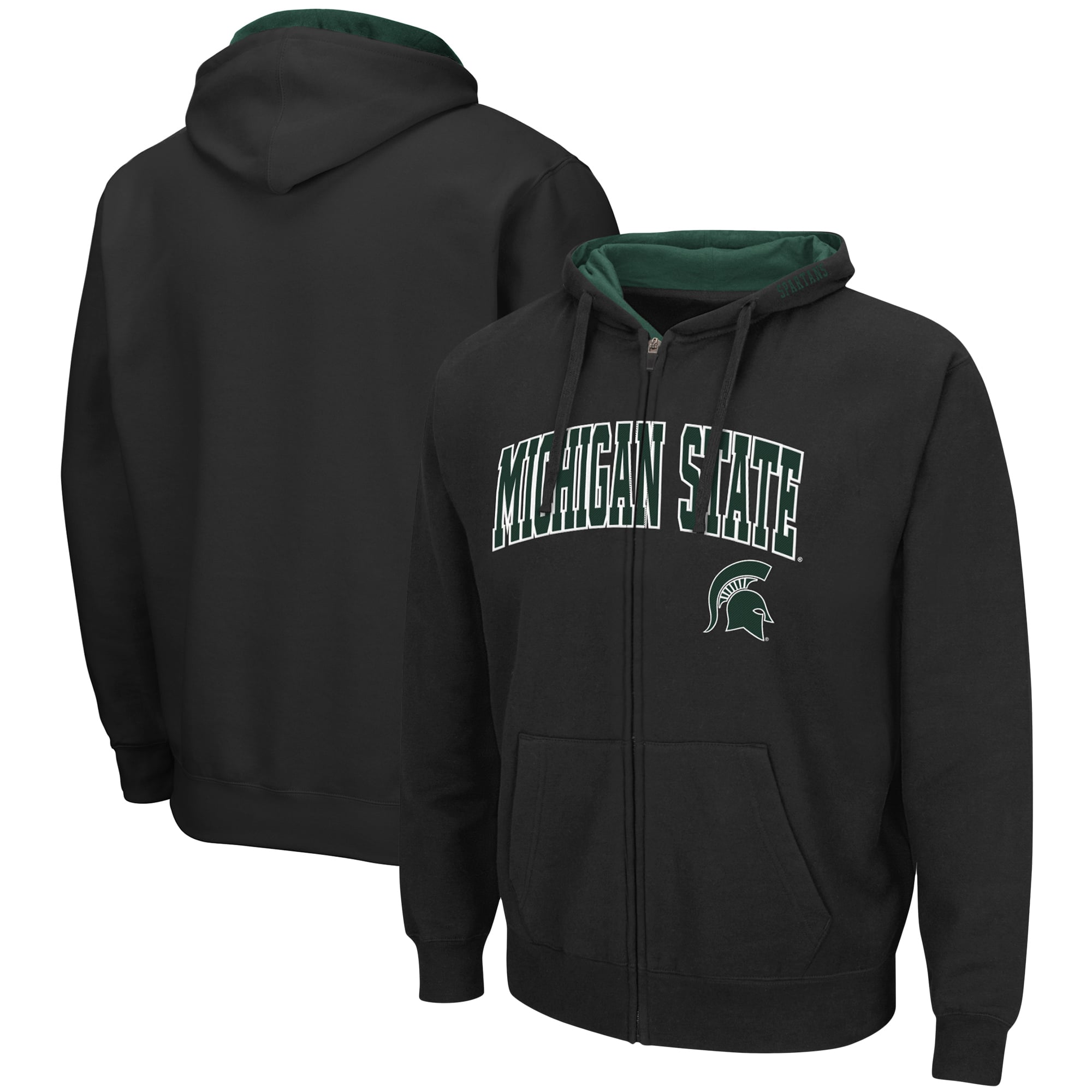 Sweat à capuche zippé Colosseum Black Michigan State Spartans Arch & Logo 3.0 pour homme