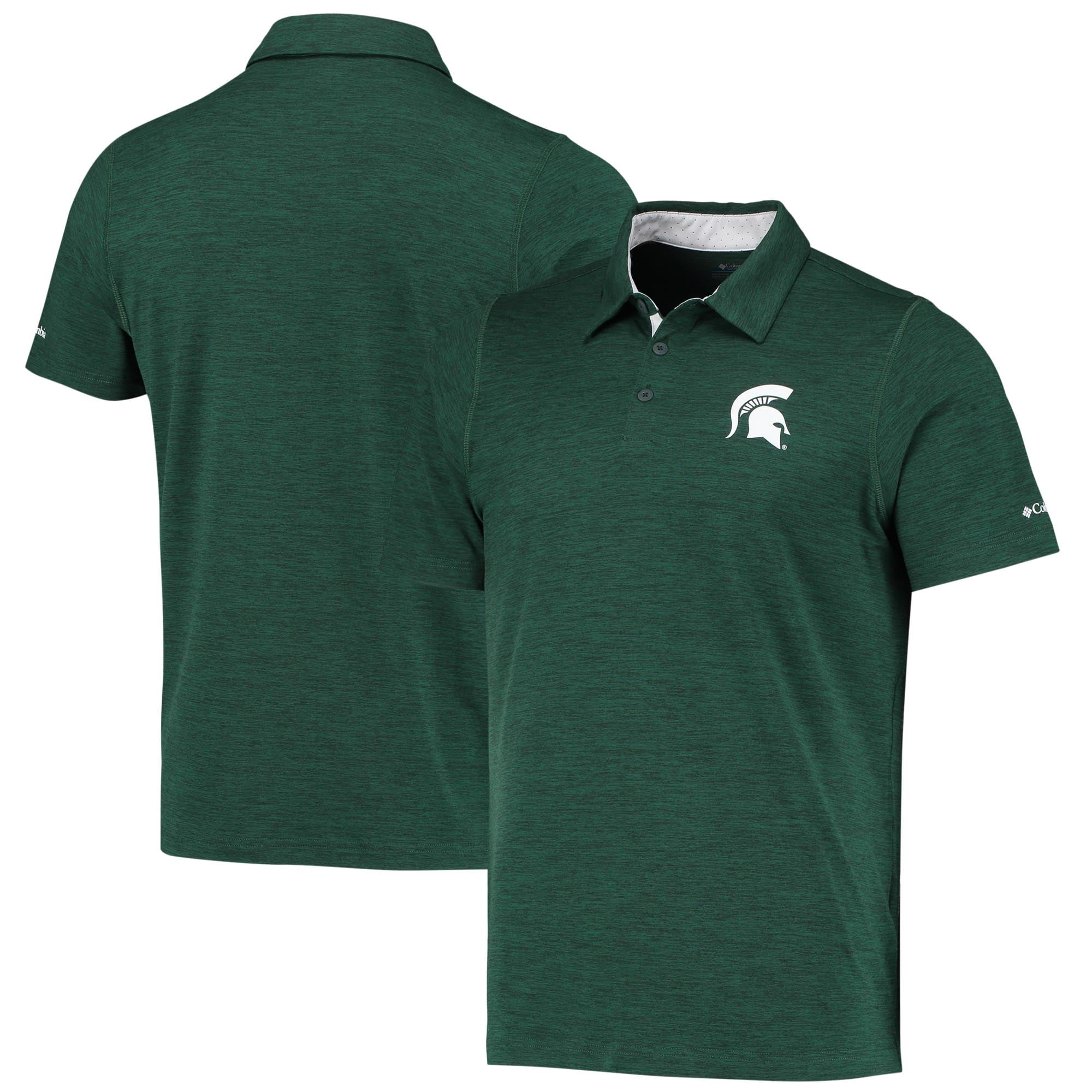 Men's Columbia Green Michigan State Spartans Trail Omni-Shade Polo