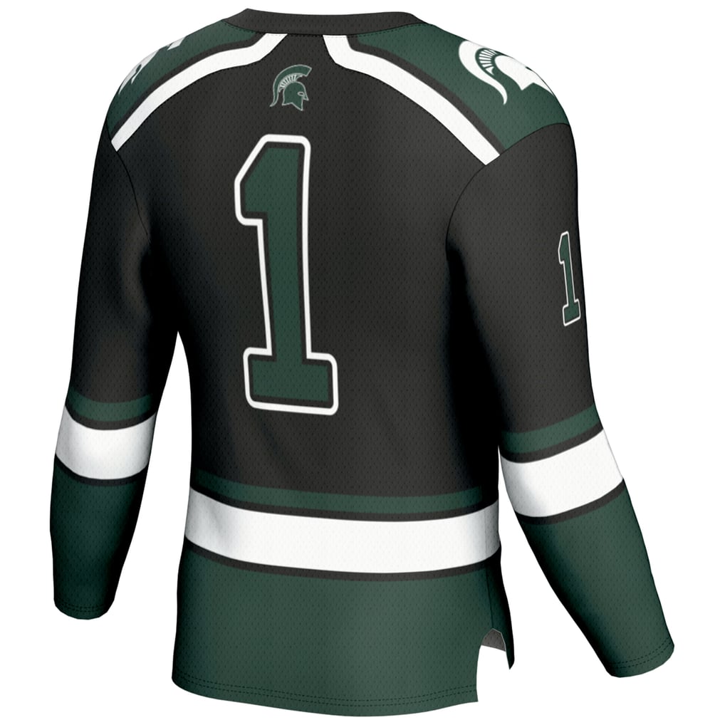 Men's Gameday Greats #1 Black Michigan State Spartans Hockey Jersey Size: Medium