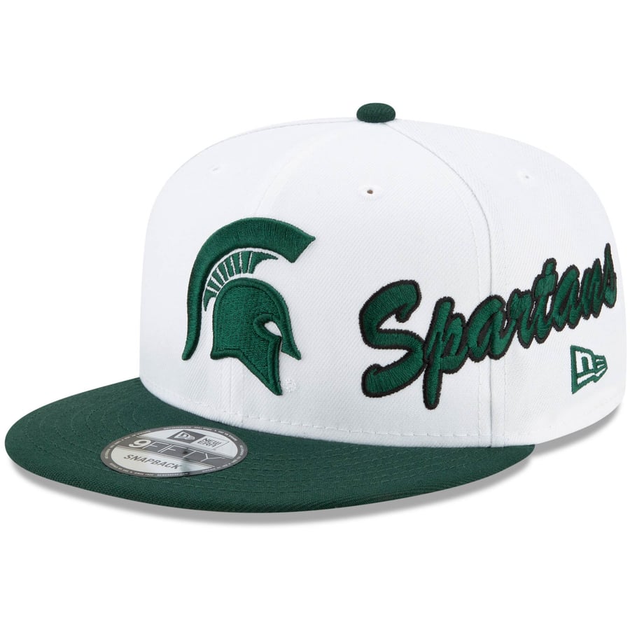Side Script Hat Men's New Era White/Green Michigan State Spartans Two-Tone Side Script ...
