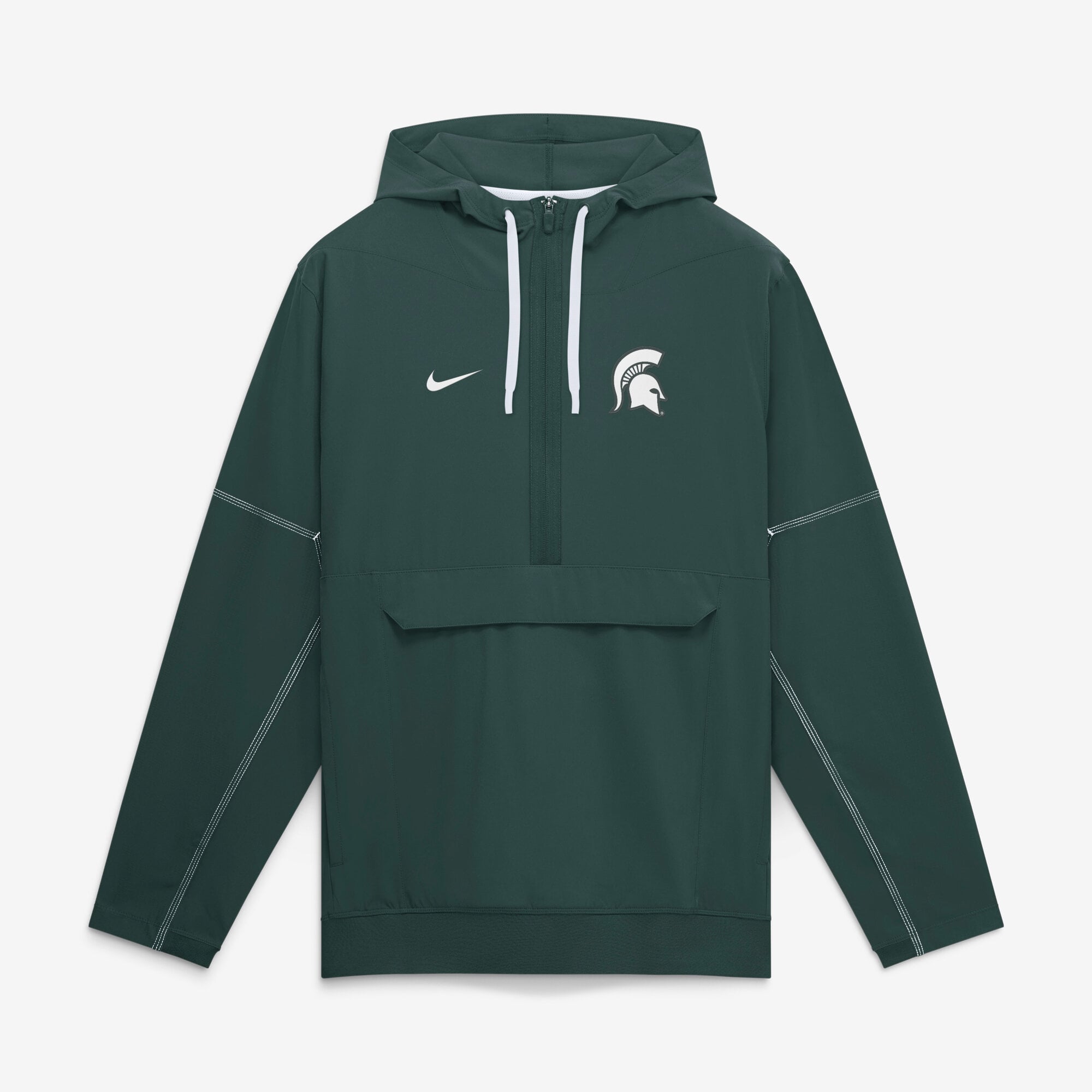 Men's Nike Green Michigan State Spartans 2026 Sideline Anorak Half-Zip Hooded Jacket
