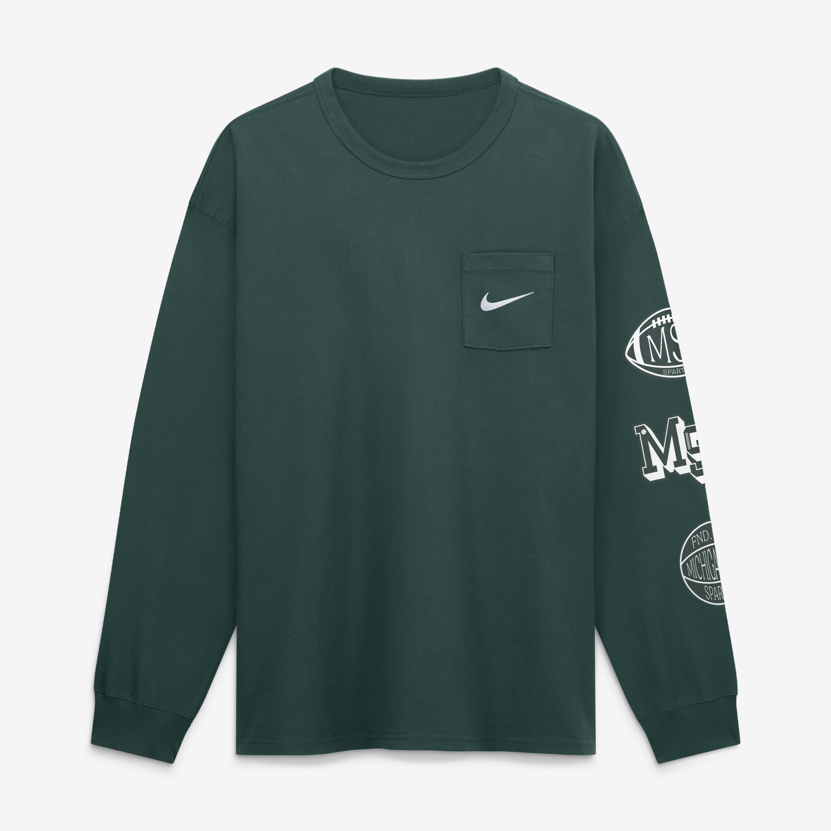 Men's Nike Green Michigan State Spartans Academic Long Sleeve Pocket T-Shirt