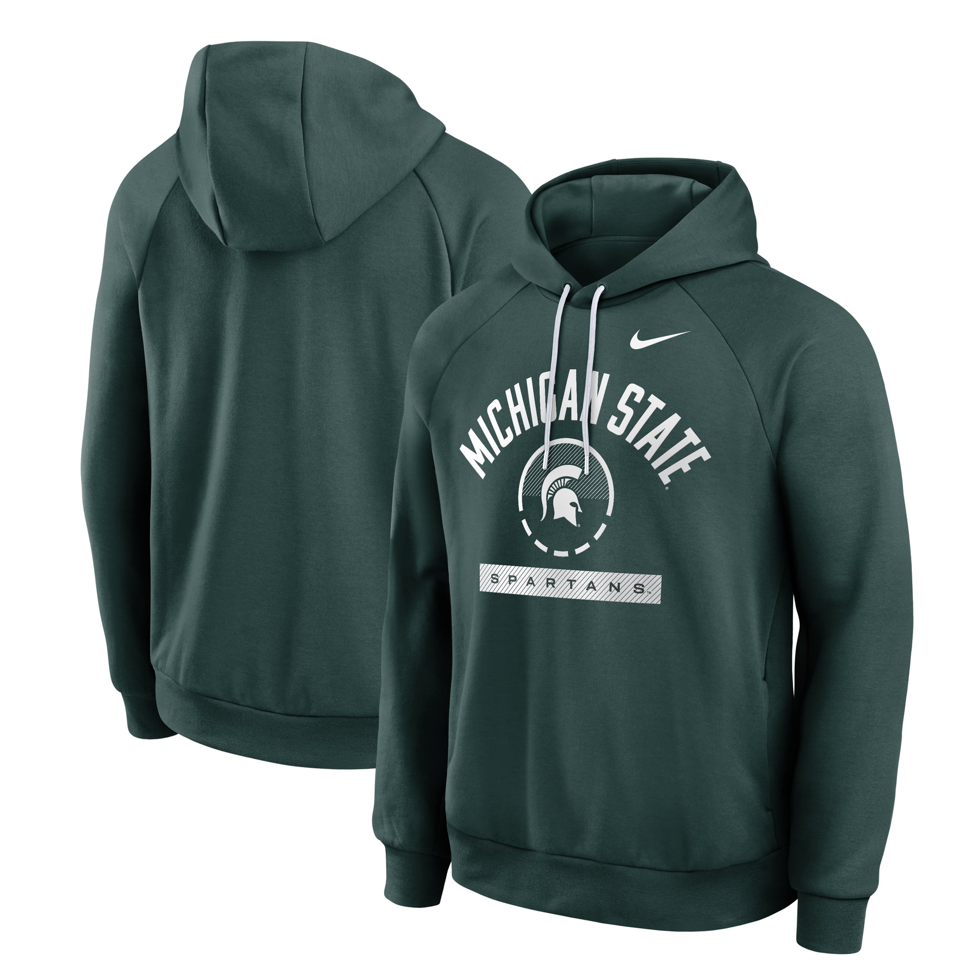 Men's Nike Green Michigan State Spartans Courtside Practice Dri-FIT Raglan Fleece Hoodie