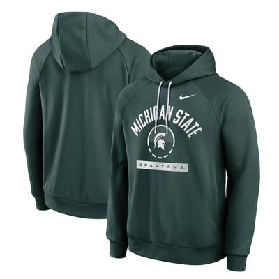  Michigan State Spartans Nike Courtside Practice Dri-FIT Raglan Fleece Hoodie - Green