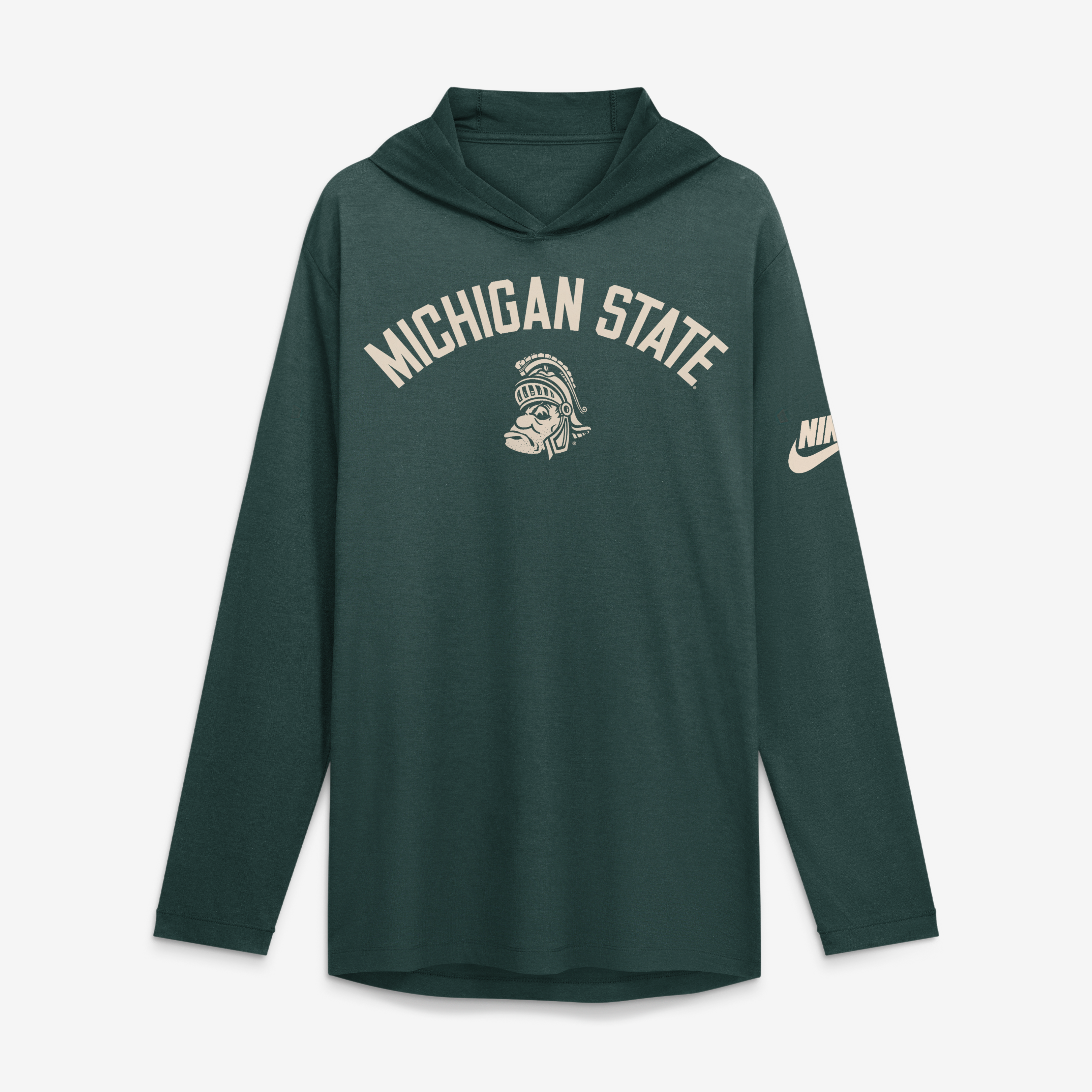 Men's Nike Green Michigan State Spartans Legacy Arch Tri-Blend Long Sleeve Hooded T-Shirt