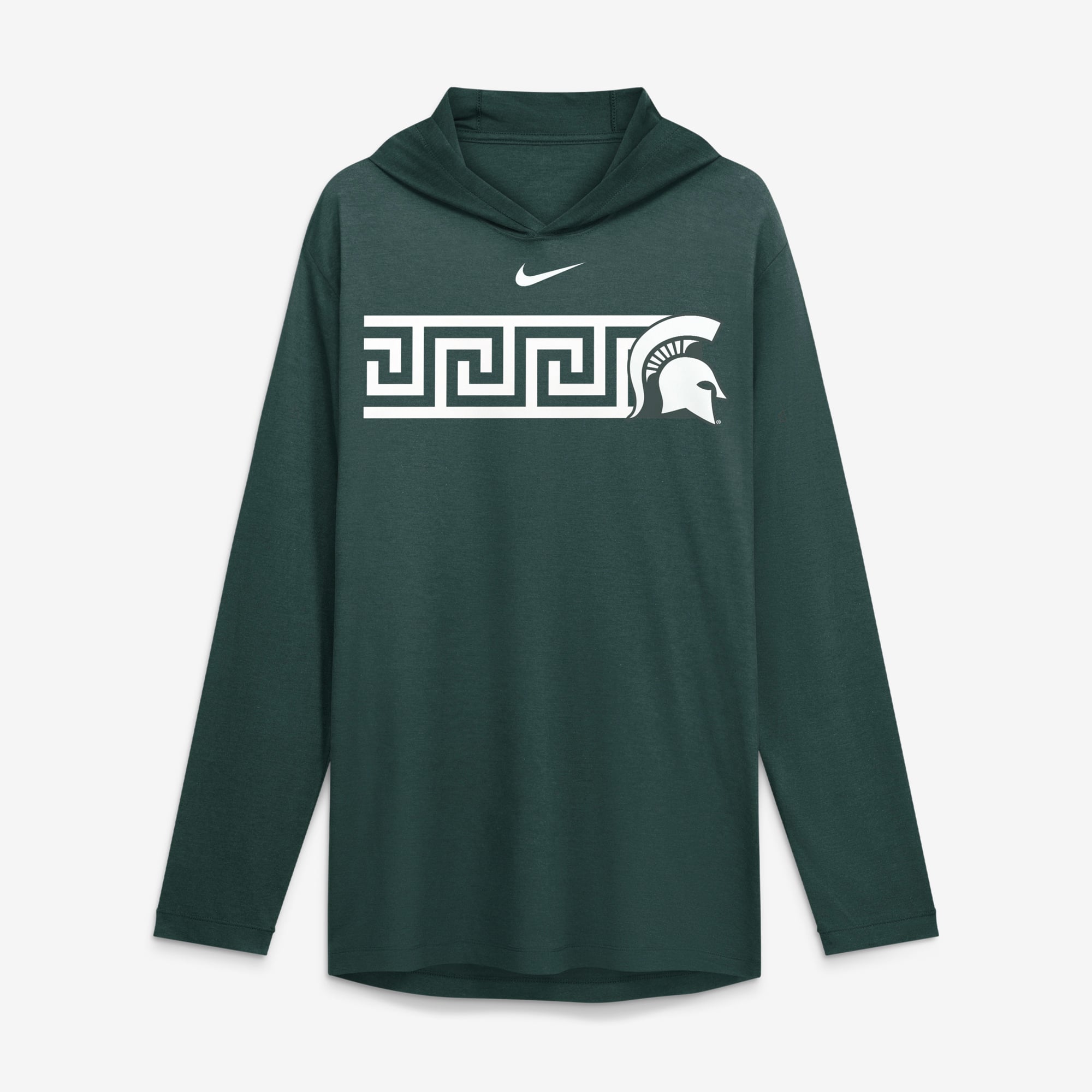 Men's Nike Green Michigan State Spartans Primetime Pattern Tri-Blend Dri-FIT Long Sleeve Hooded T-Shirt