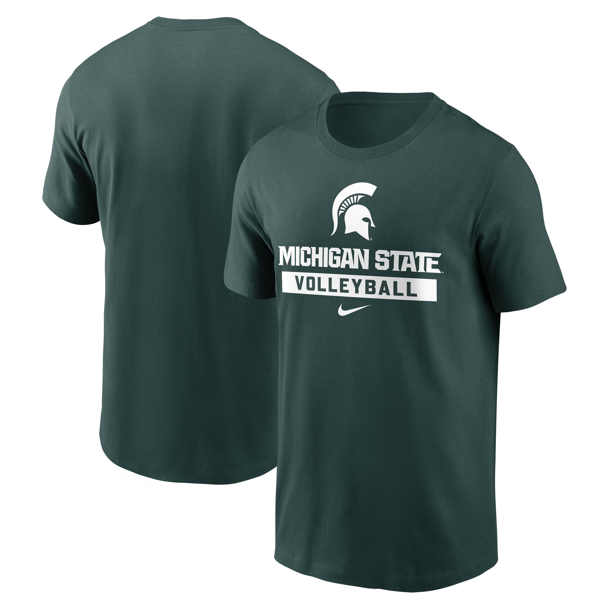 T-shirt de volleyball Nike vert pour homme, Michigan State Spartans