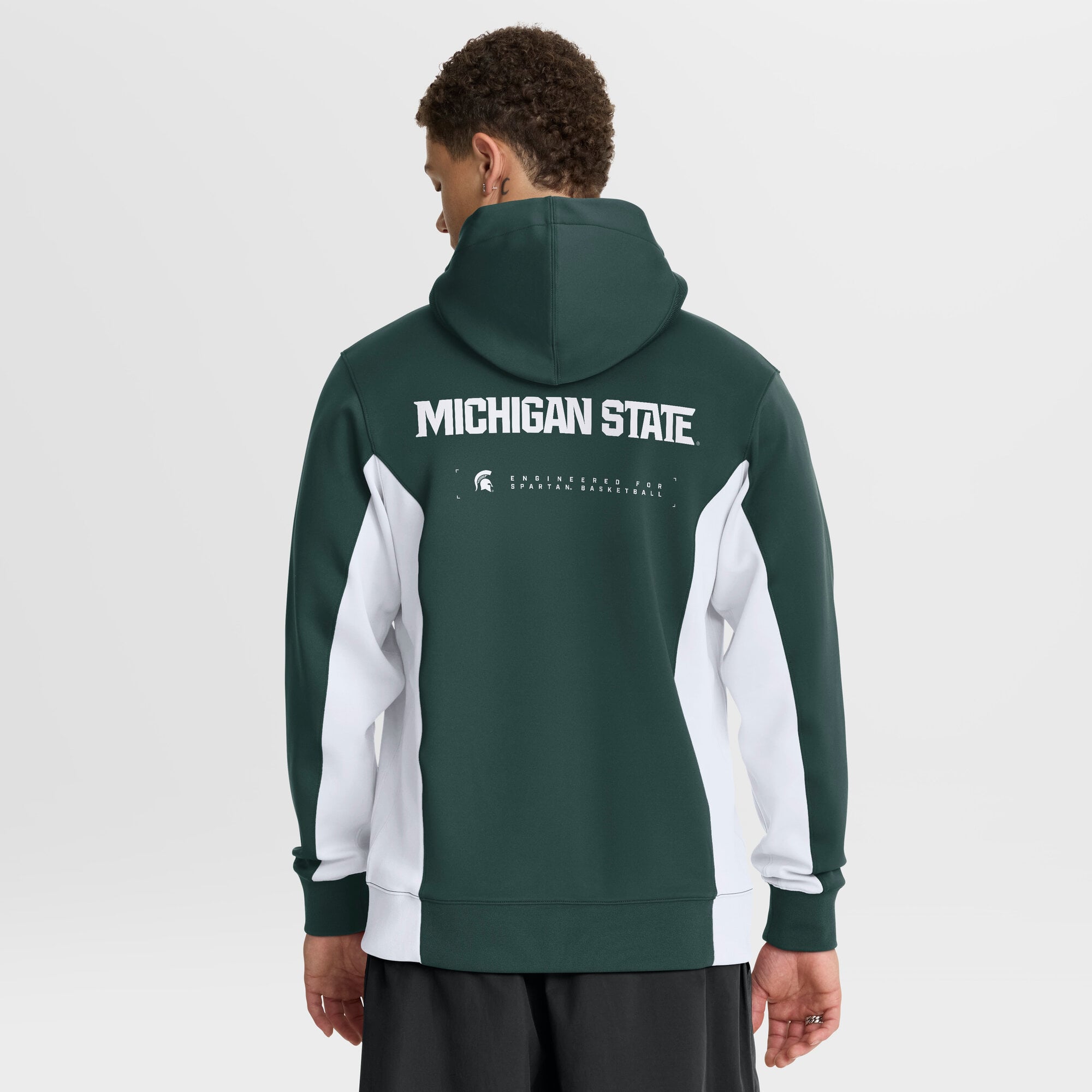 Men's Nike Green/White Michigan State Spartans Courtside Game Dri-FIT Full-Zip Hooded Jacket
