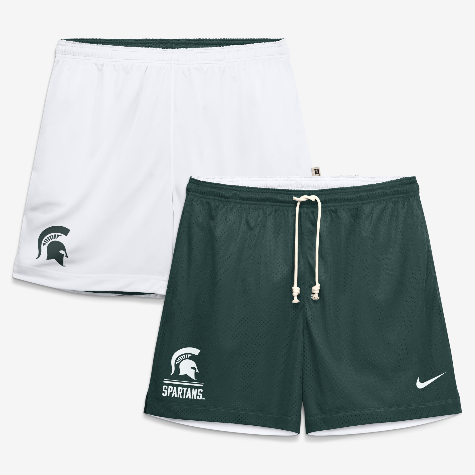 Men's Nike Green/White Michigan State Spartans Courtside Reversible Dri-FIT Shorts