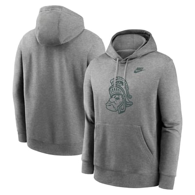 Michigan State Spartans Nike Legacy Logo Club Fleece Pullover Hoodie - Heather Gray