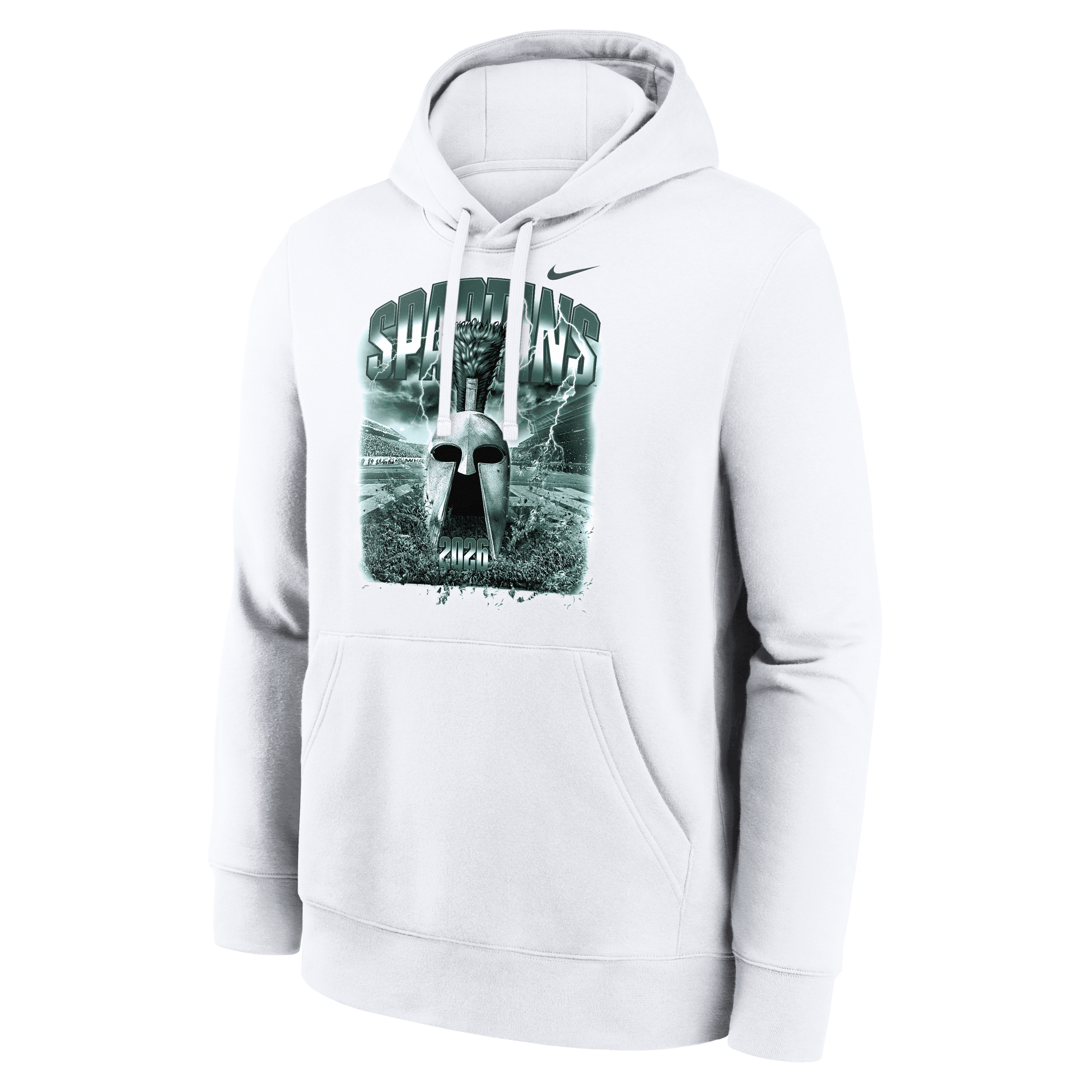 Men's Nike White Michigan State Spartans 2026 Fury Fleece Hoodie