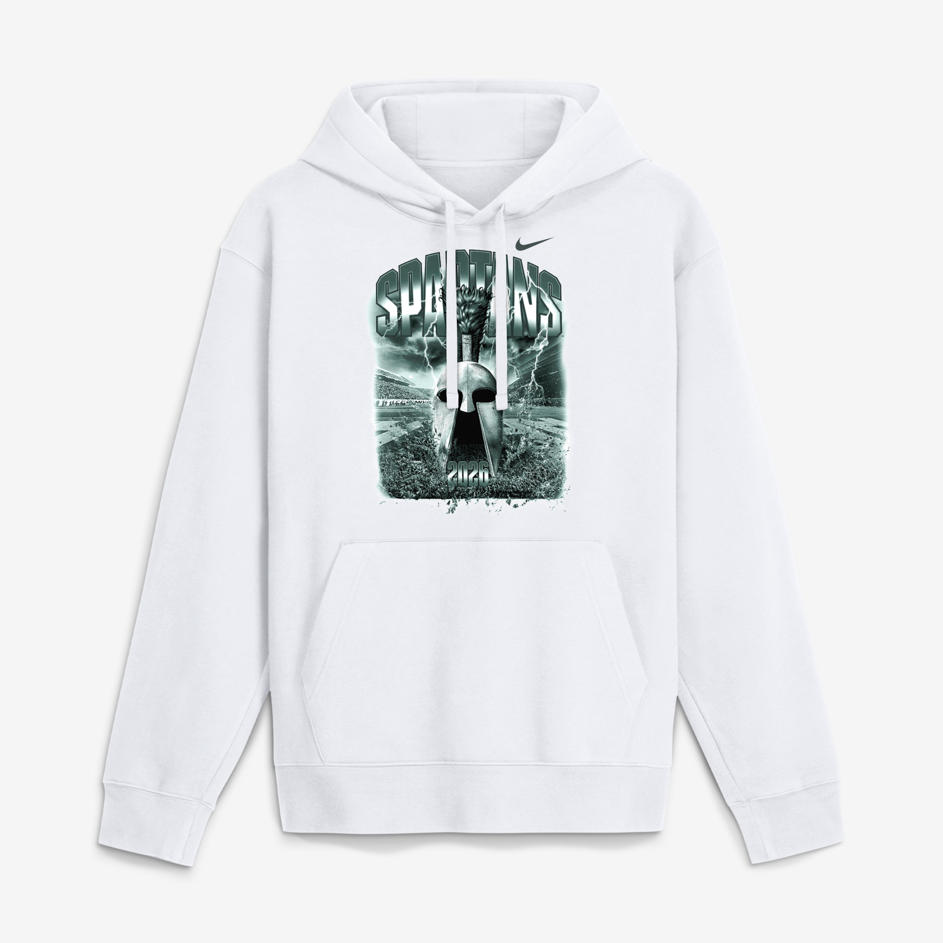Men's Nike White Michigan State Spartans 2026 Fury Fleece Hoodie