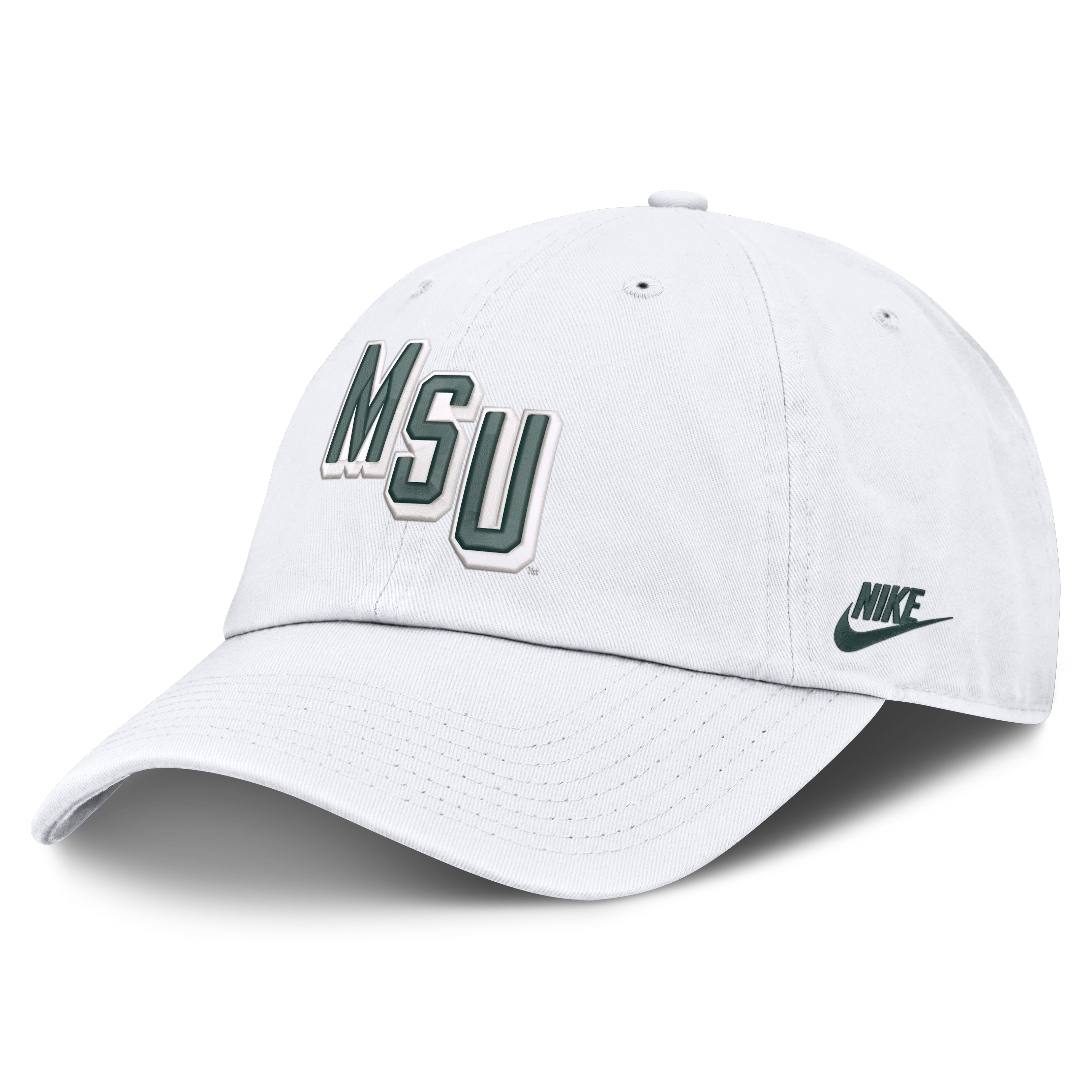 Casquette ajustable Nike blanche pour homme, Michigan State Spartans Legacy Letter & Mascot Club