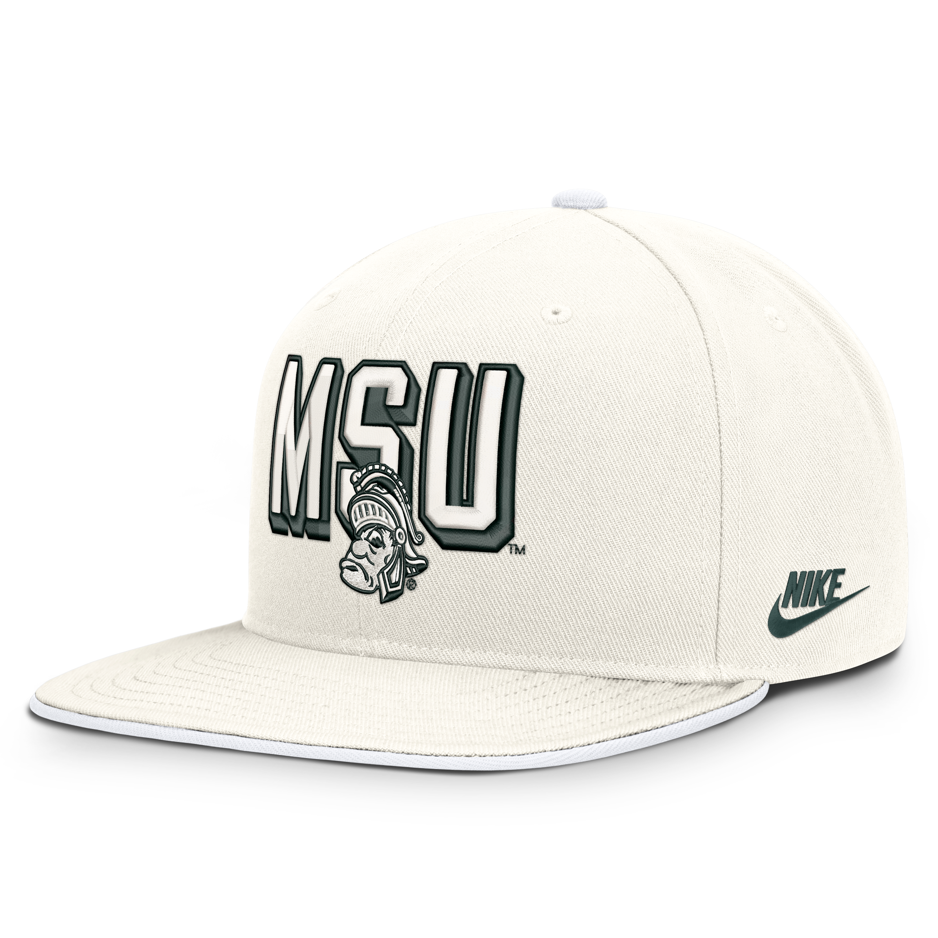 Casquette snapback Nike Pro blanche pour homme, modèle Michigan State Spartans Legacy Letter & Mascot.