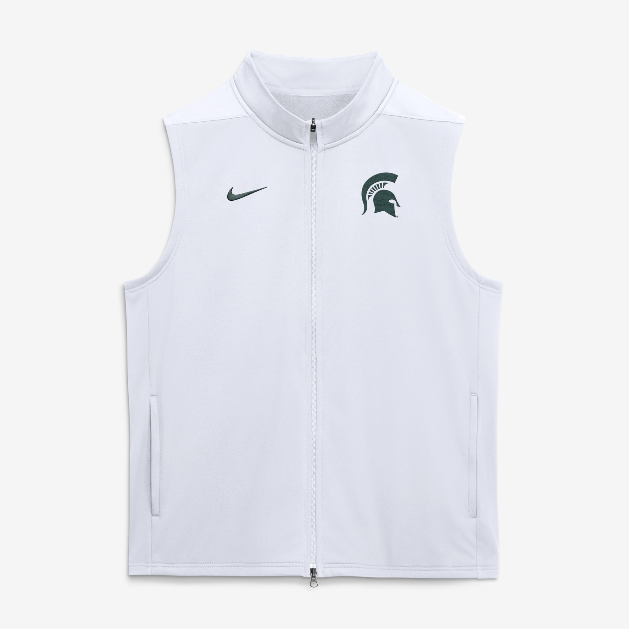 Gilet zippé Nike blanc Michigan State Spartans Primetime Victory Therma-FIT pour homme