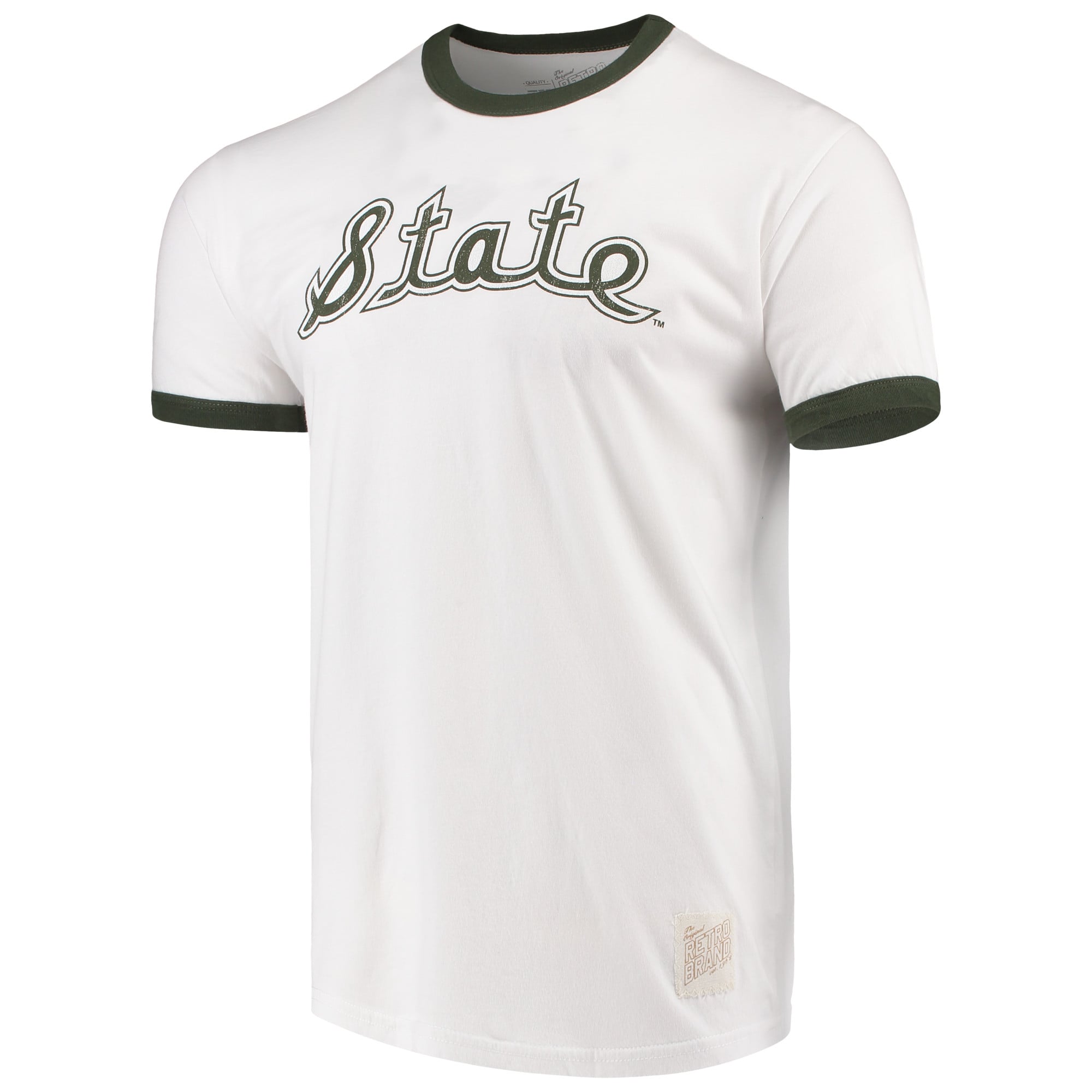 トップス SD 88/12 Ringer Script Logo T Green XL Men's Original Retro Brand White Michigan State Spartans Script